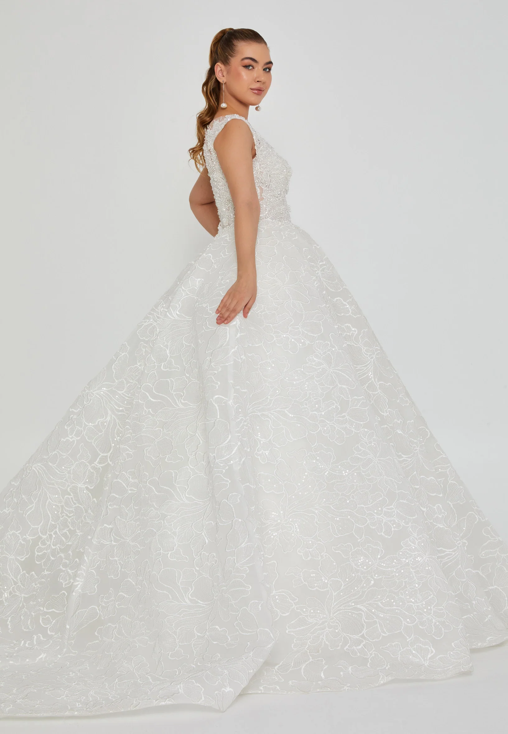 Sleeveless Maxi Tulle Regular Wedding Dress blv360013 - Image 5