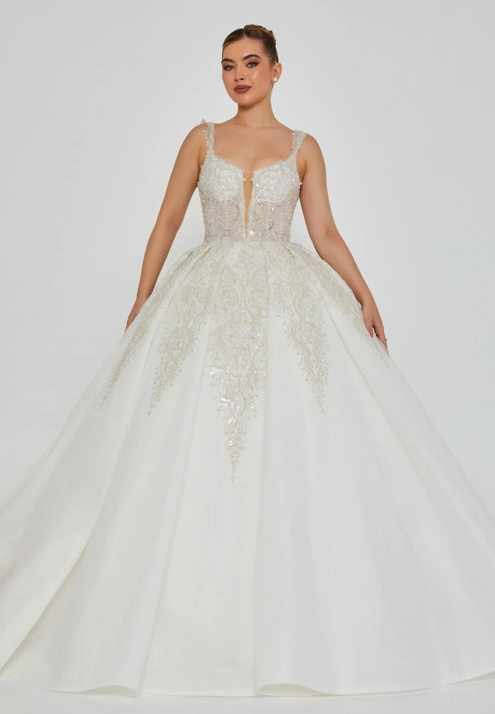 Sleeveless Maxi Tulle Regular Wedding Dress blv360015