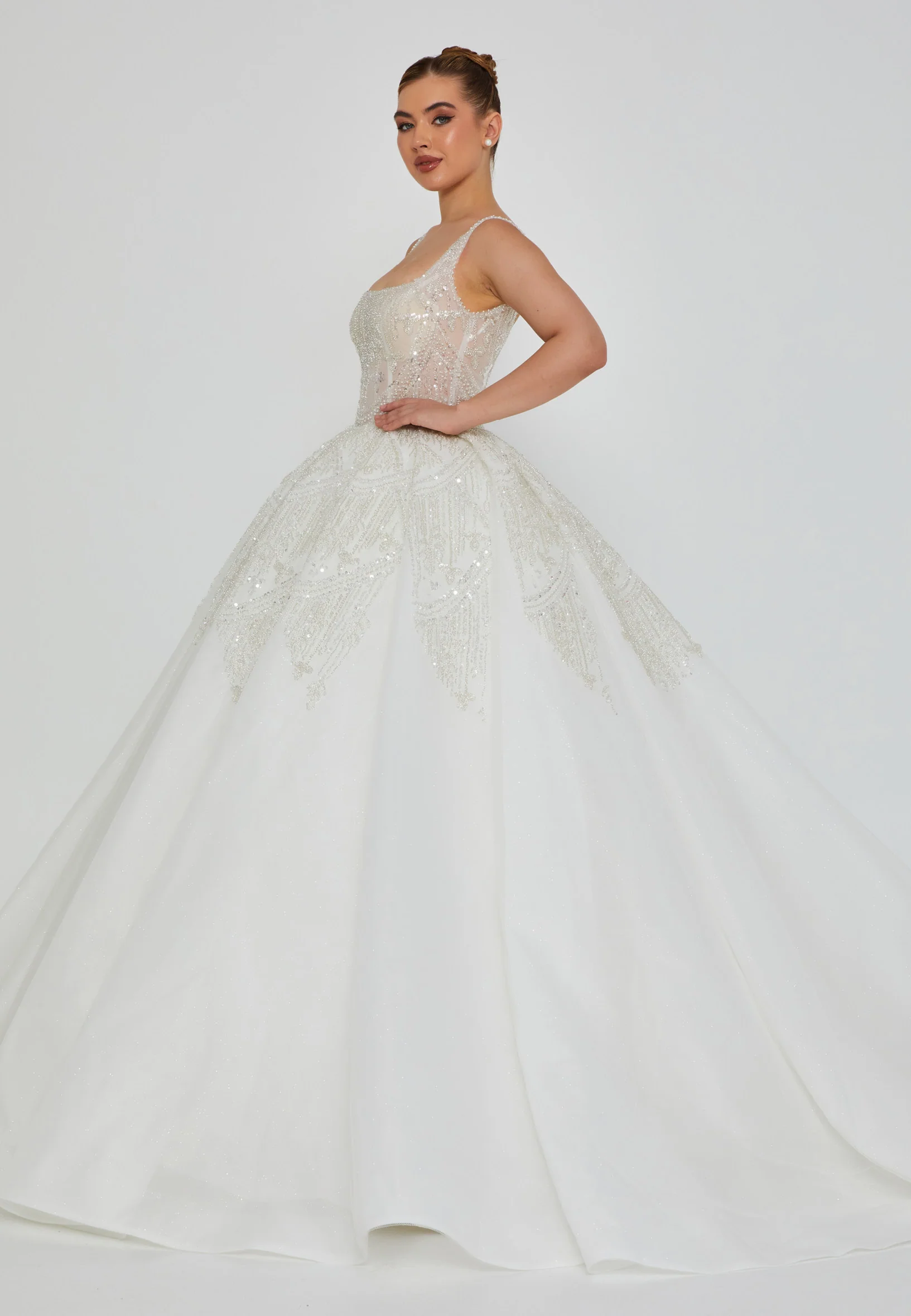Sleeveless Maxi Tulle Regular Wedding Dress blv360017 - Image 5