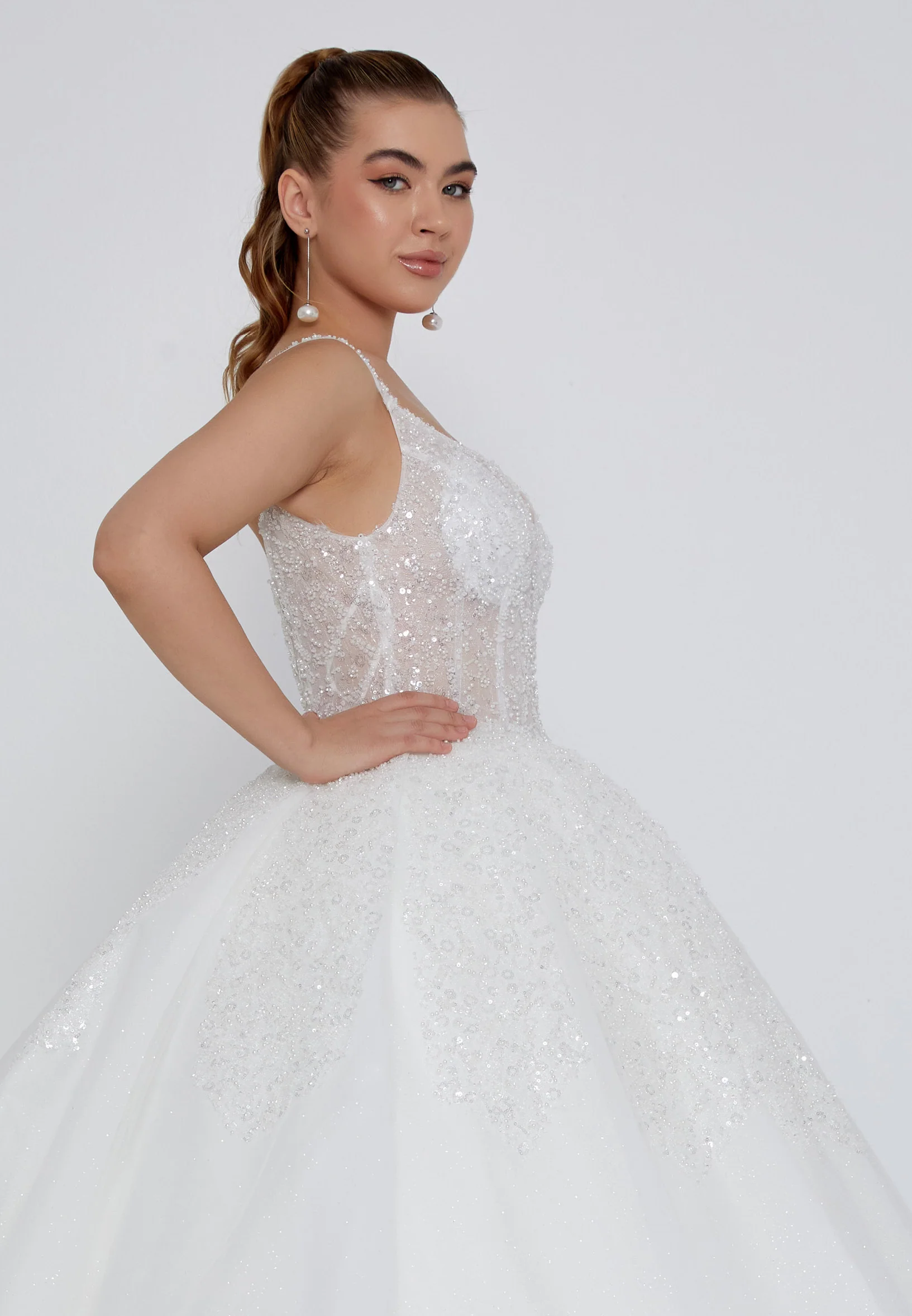 Sleeveless Maxi Tulle Regular Wedding Dress blv360019 - Image 2