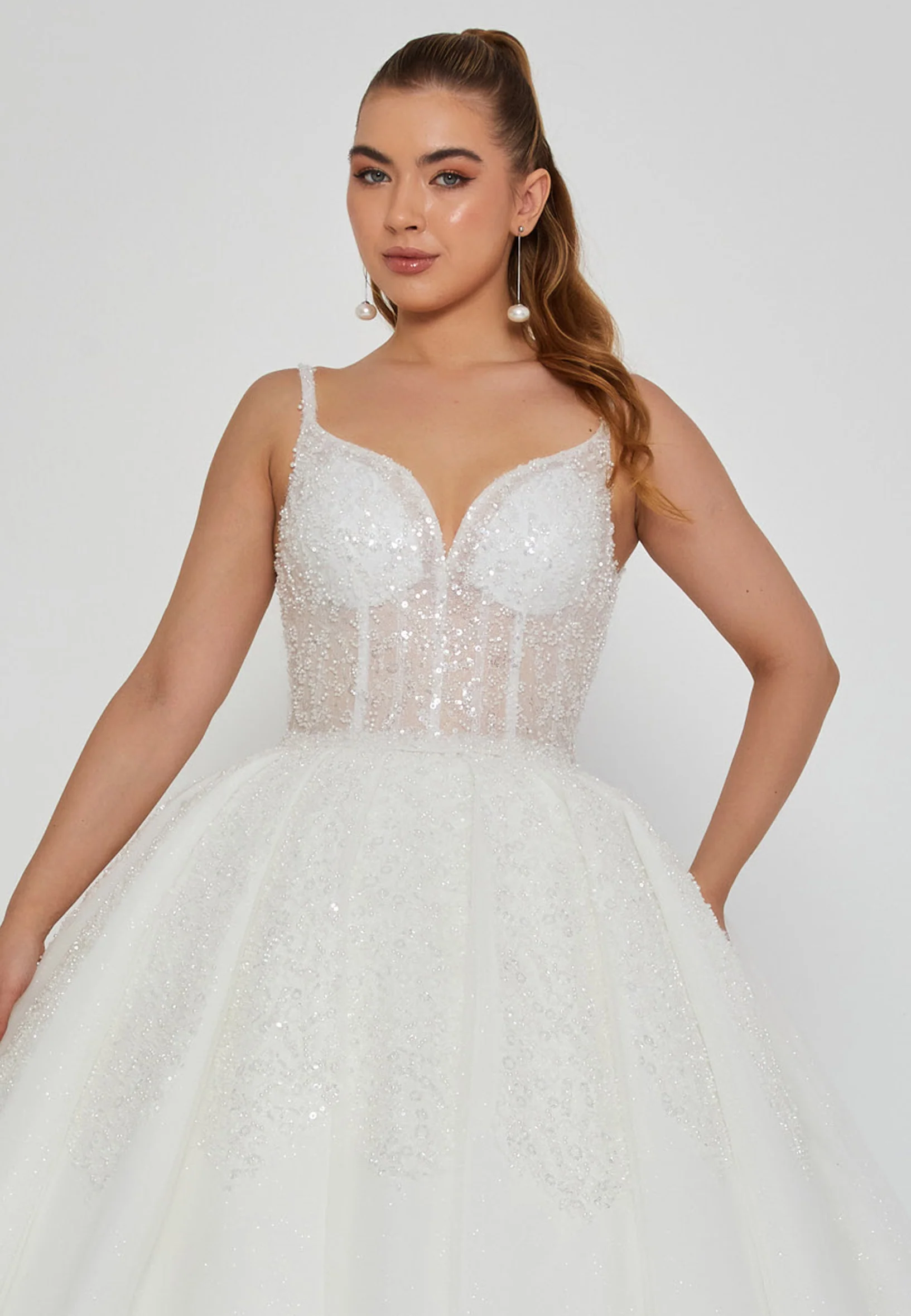 Sleeveless Maxi Tulle Regular Wedding Dress blv360019 - Image 6