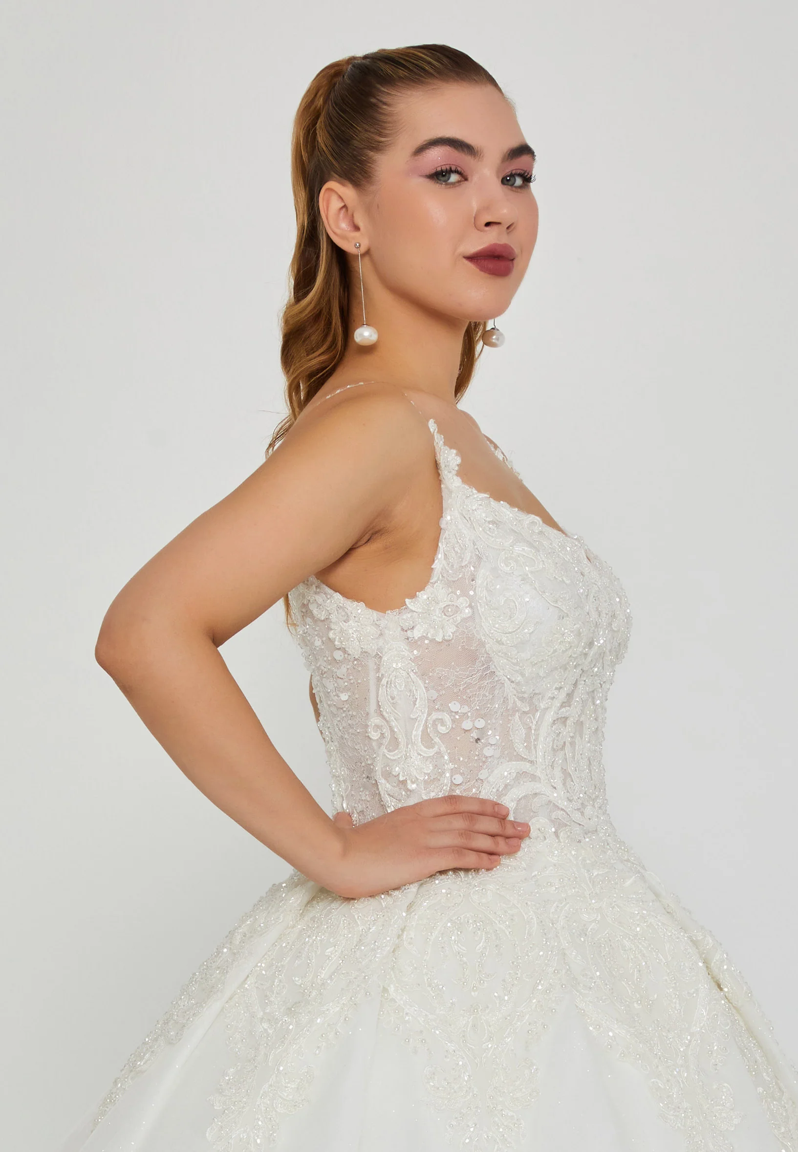 Sleeveless Maxi Tulle Regular Wedding Dress blv360020 - Image 2
