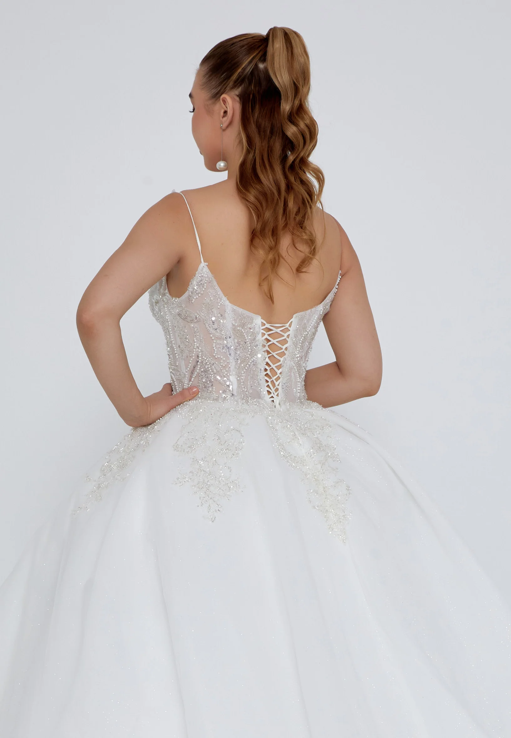 Sleeveless Maxi Tulle Regular Wedding Dress blv360022 - Image 3
