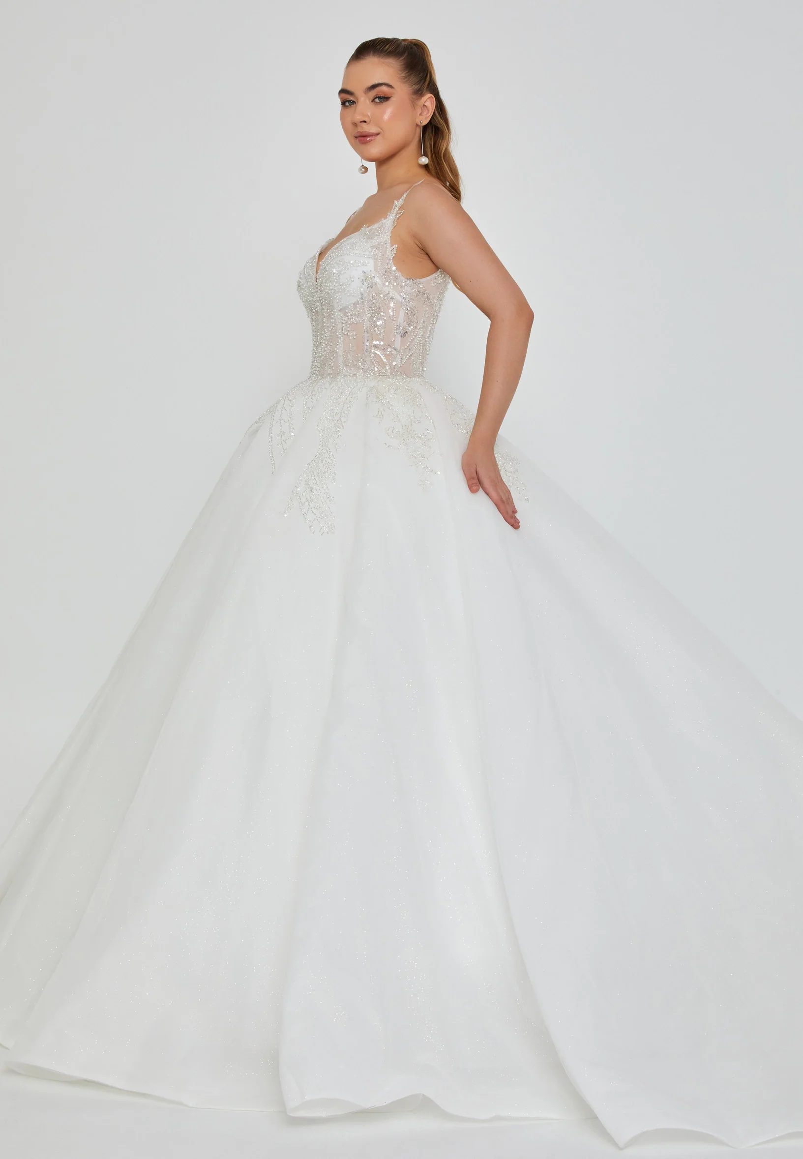 Sleeveless Maxi Tulle Regular Wedding Dress blv360022 - Image 5
