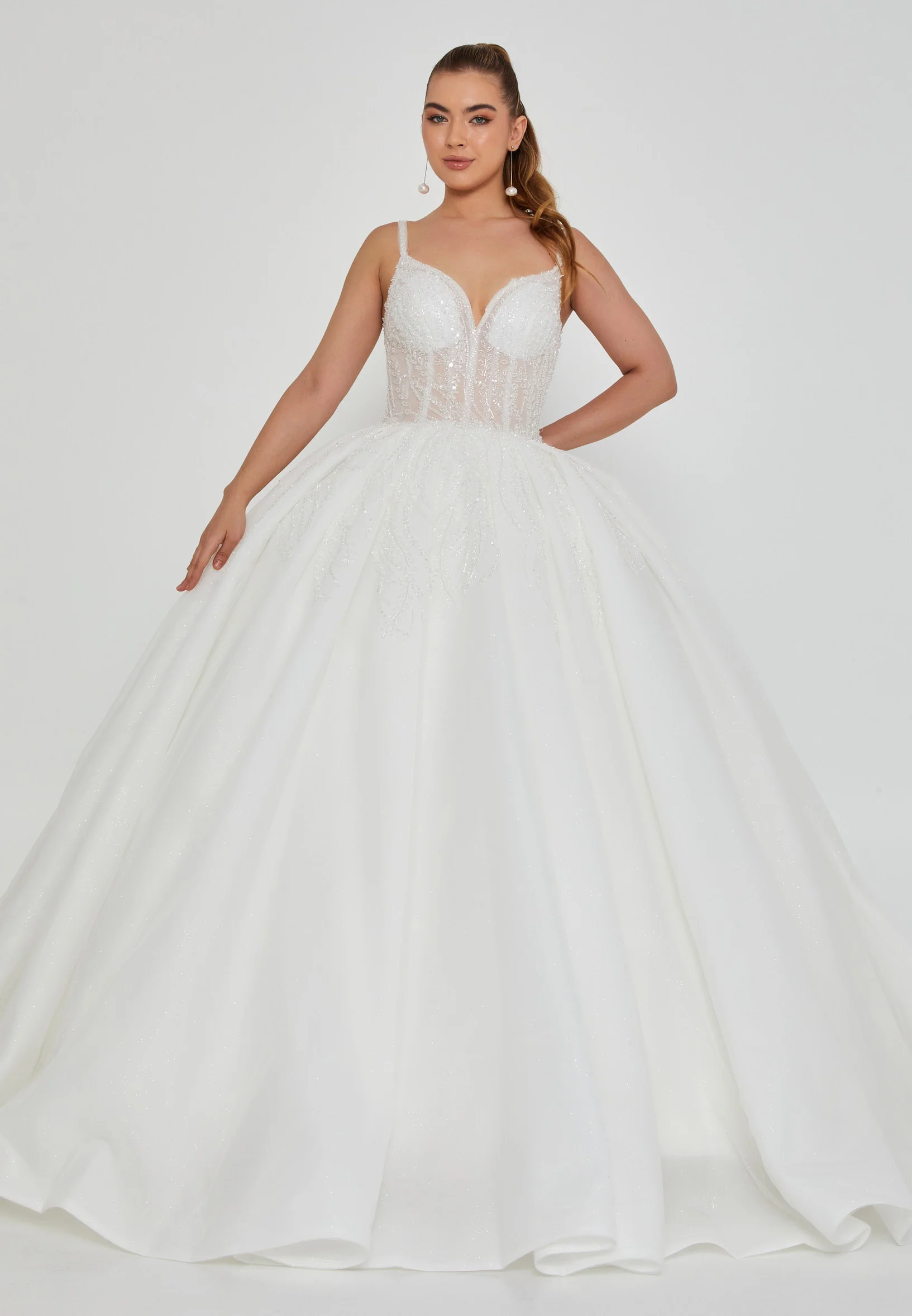 Sleeveless Maxi Tulle Regular Wedding Dress blv360024