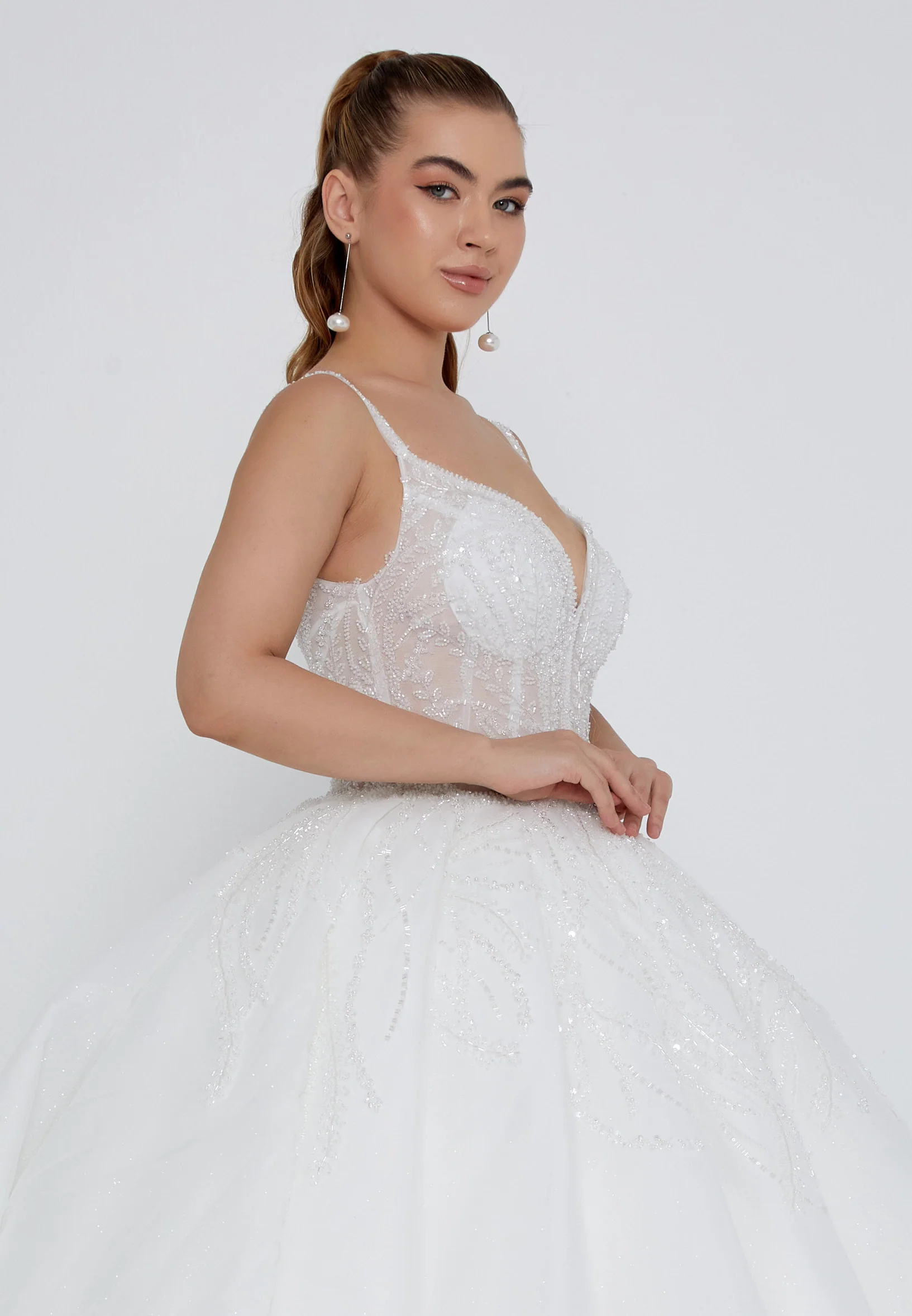 Sleeveless Maxi Tulle Regular Wedding Dress blv360024 - Image 2