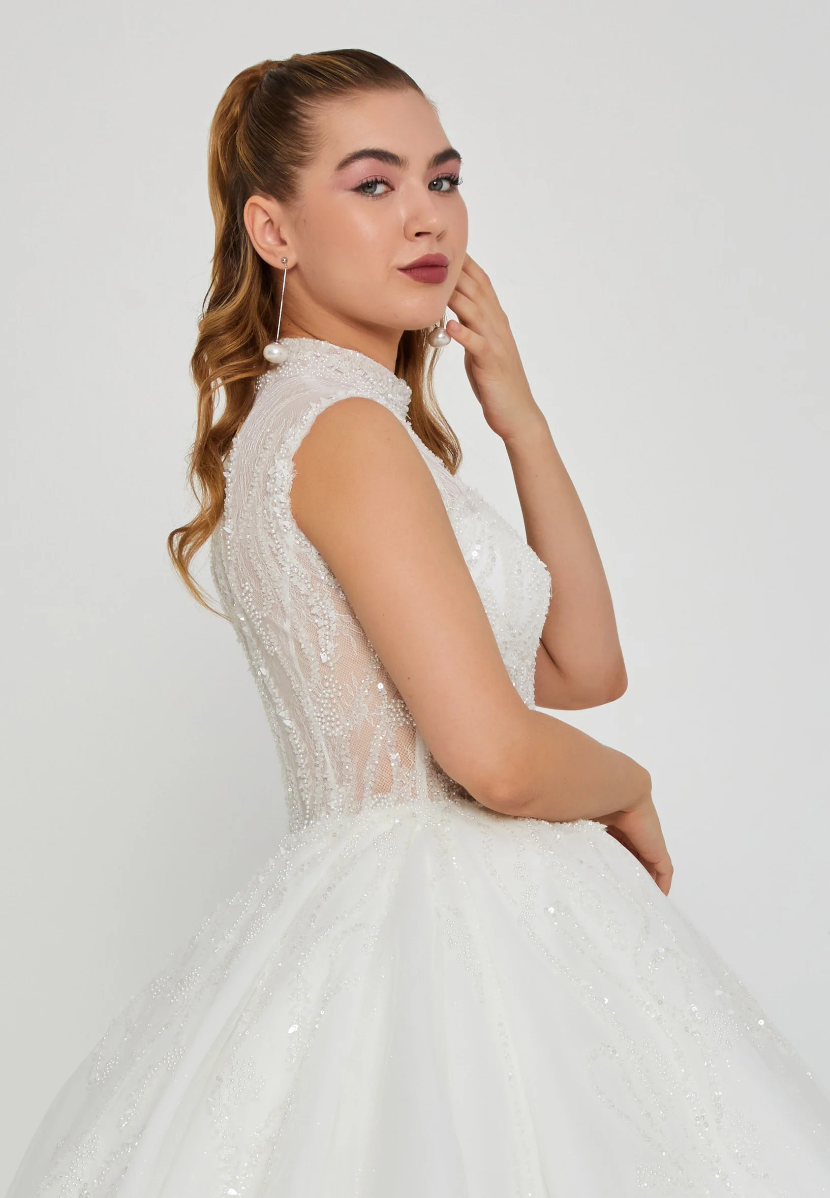 Sleeveless Maxi Tulle Regular Wedding Dress blv360025 - Image 2