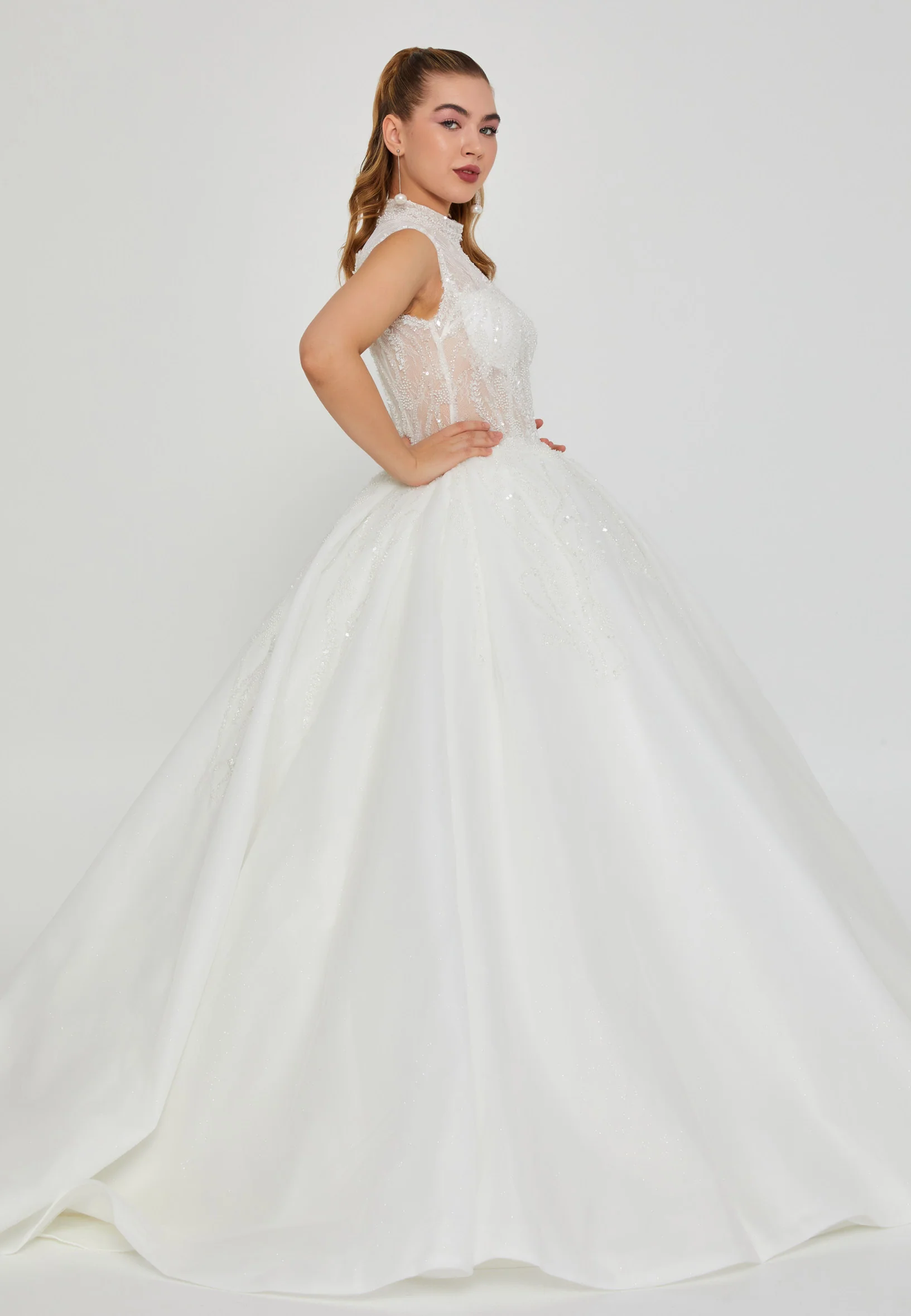 Sleeveless Maxi Tulle Regular Wedding Dress blv360025 - Image 5
