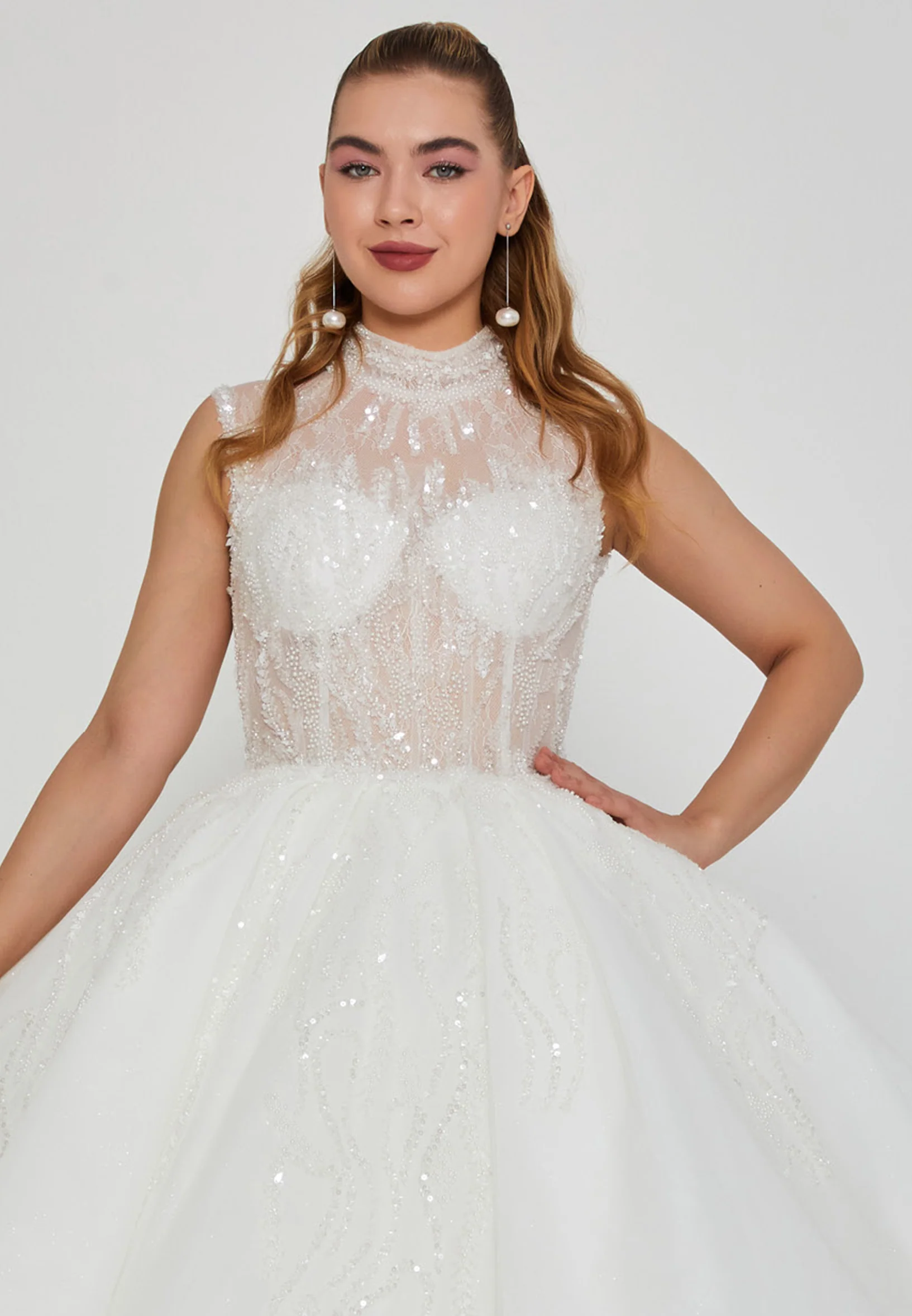 Sleeveless Maxi Tulle Regular Wedding Dress blv360025 - Image 6