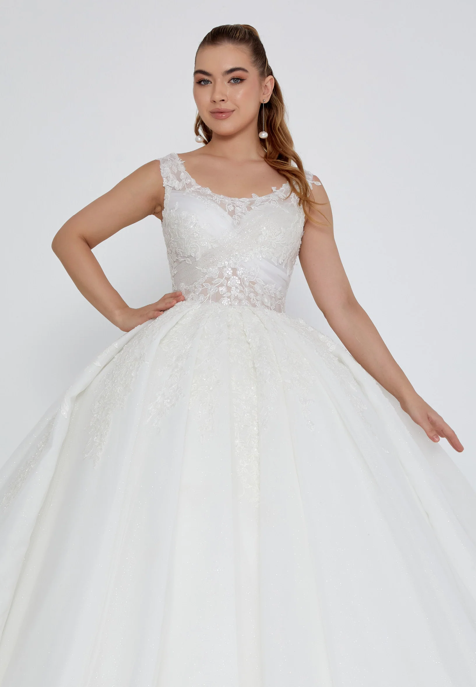 Sleeveless Maxi Tulle Regular Wedding Dress blv360027 - Image 7
