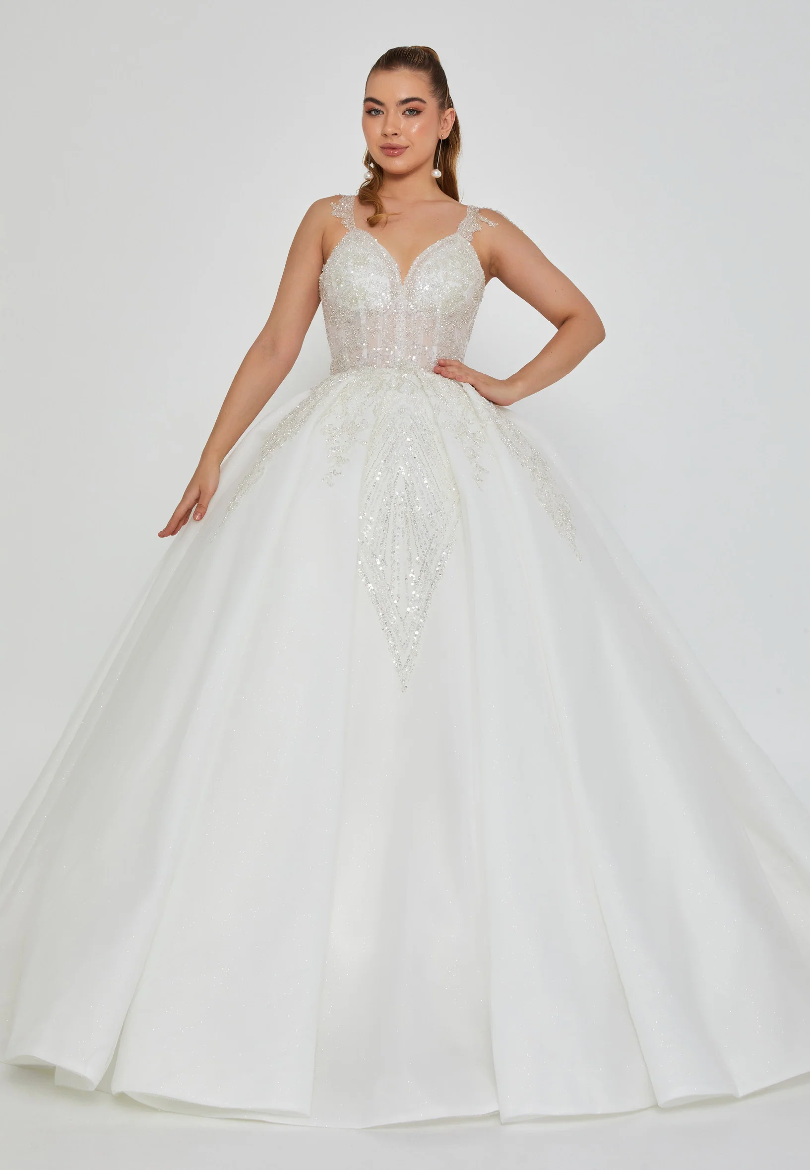 Sleeveless Maxi Tulle Regular Wedding Dress blv360030