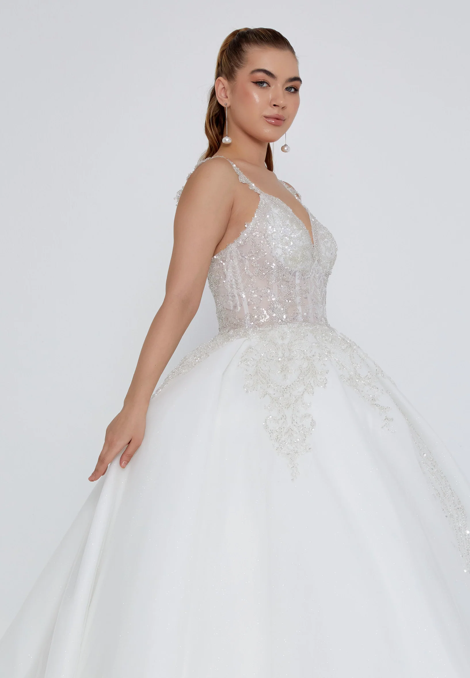 Sleeveless Maxi Tulle Regular Wedding Dress blv360030 - Image 2