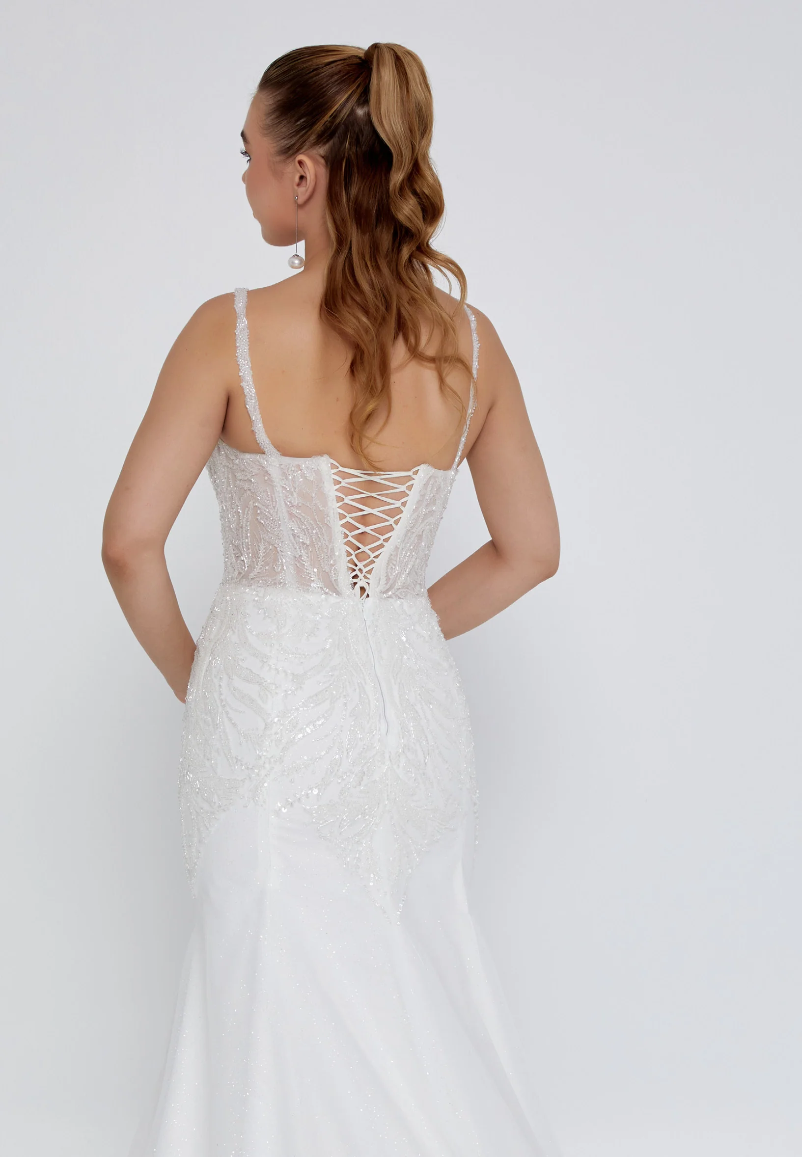 Sleeveless Maxi Tulle Regular Wedding Dress blv360032 - Image 3