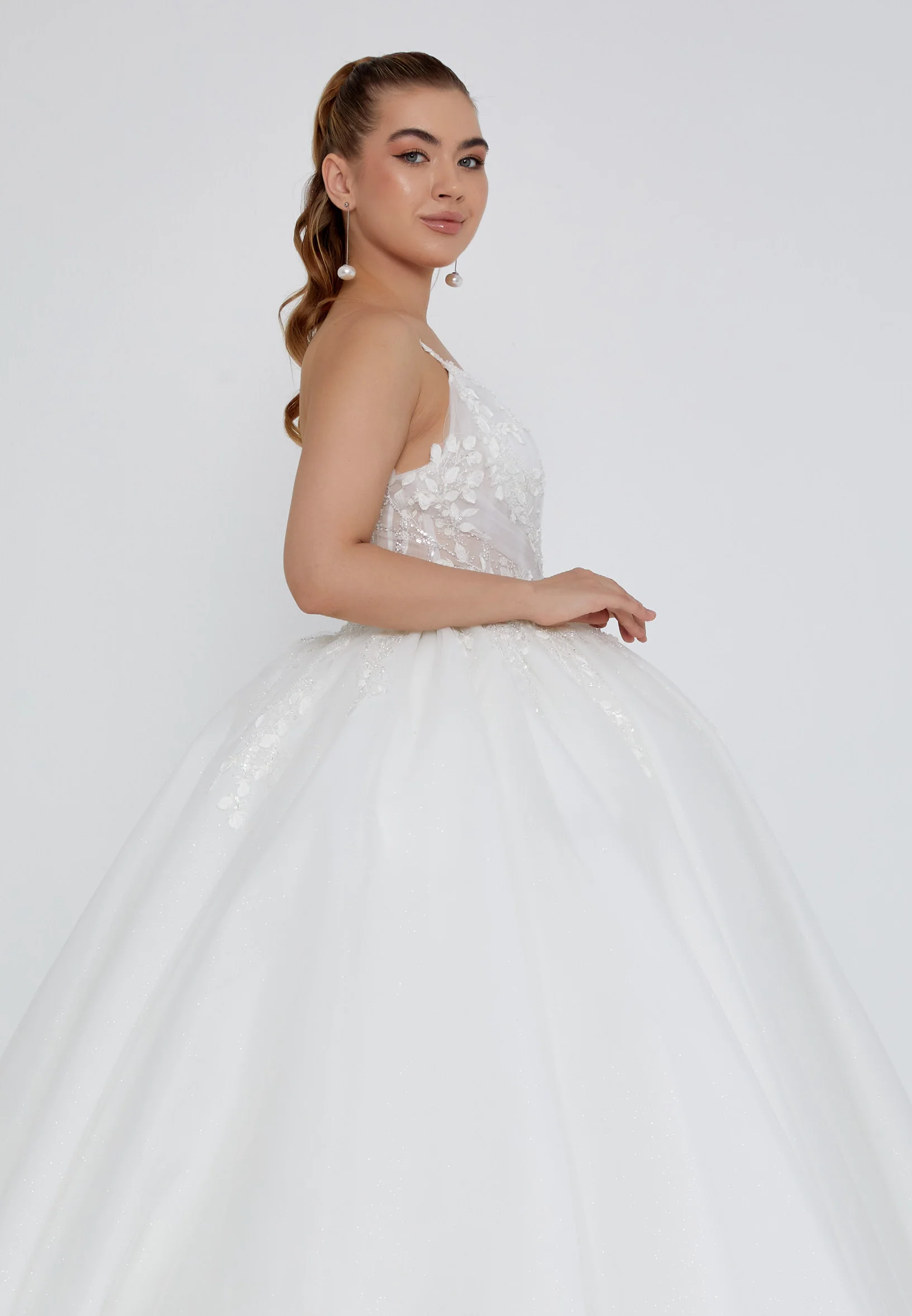 Sleeveless Maxi Tulle Regular Wedding Dress blv360033 - Image 2