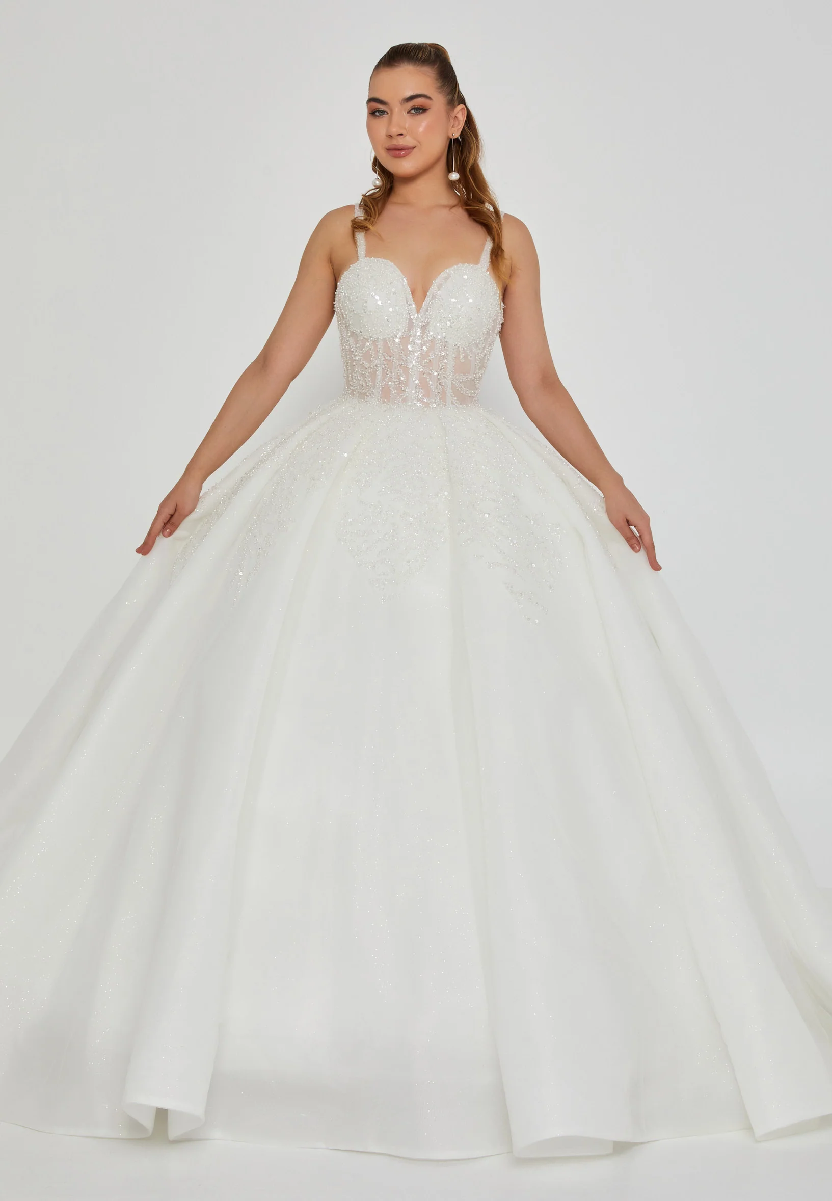 Sleeveless Maxi Tulle Regular Wedding Dress blv360034