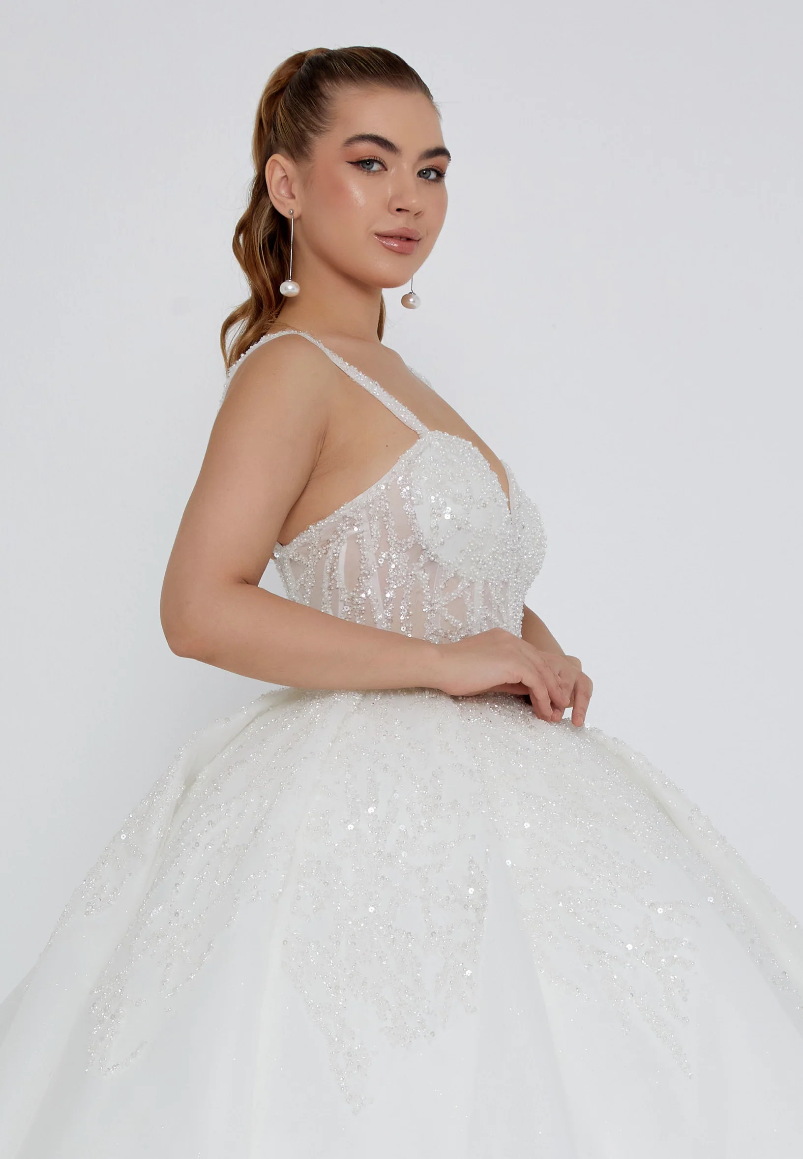 Sleeveless Maxi Tulle Regular Wedding Dress blv360034 - Image 2