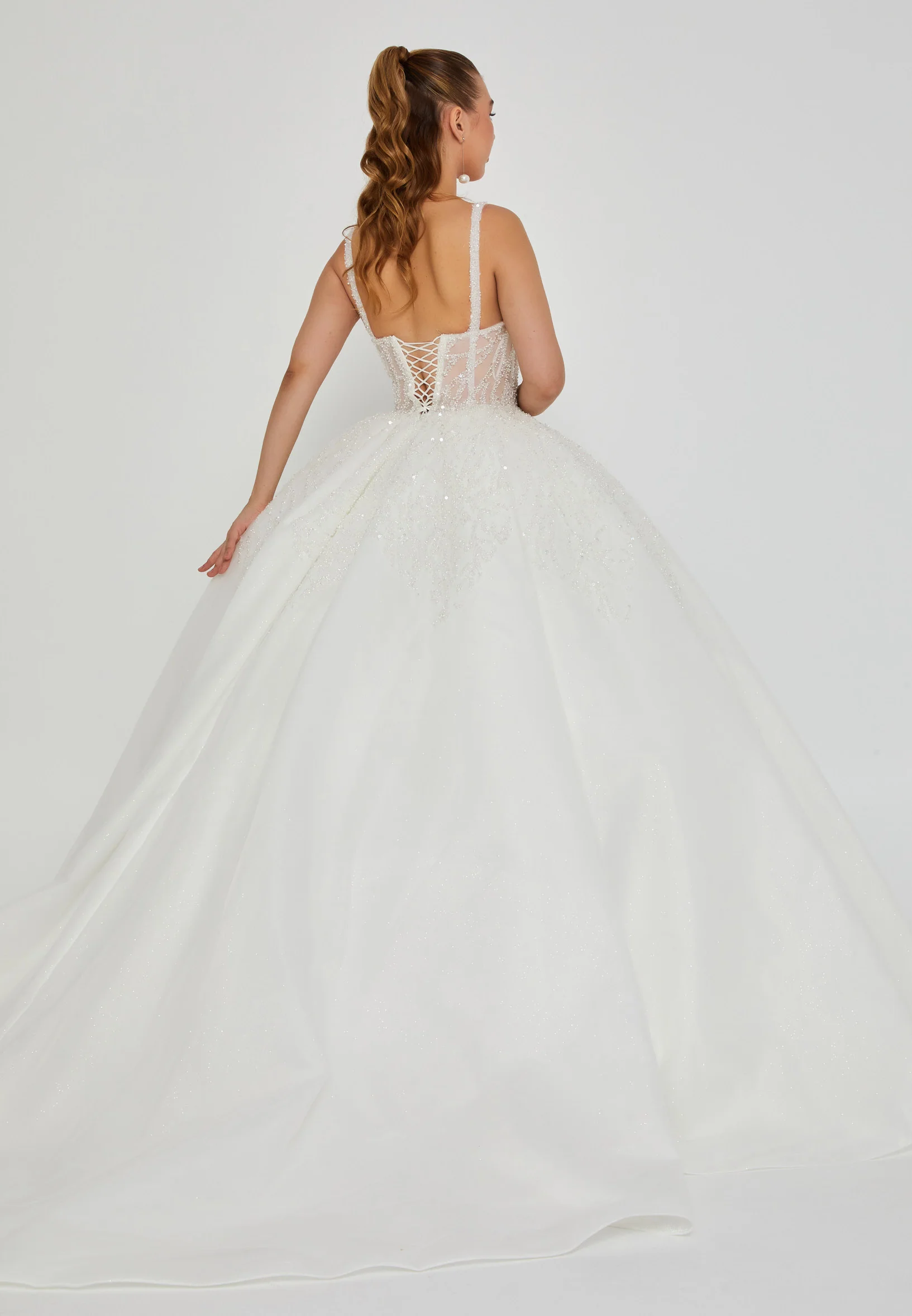 Sleeveless Maxi Tulle Regular Wedding Dress blv360034 - Image 4