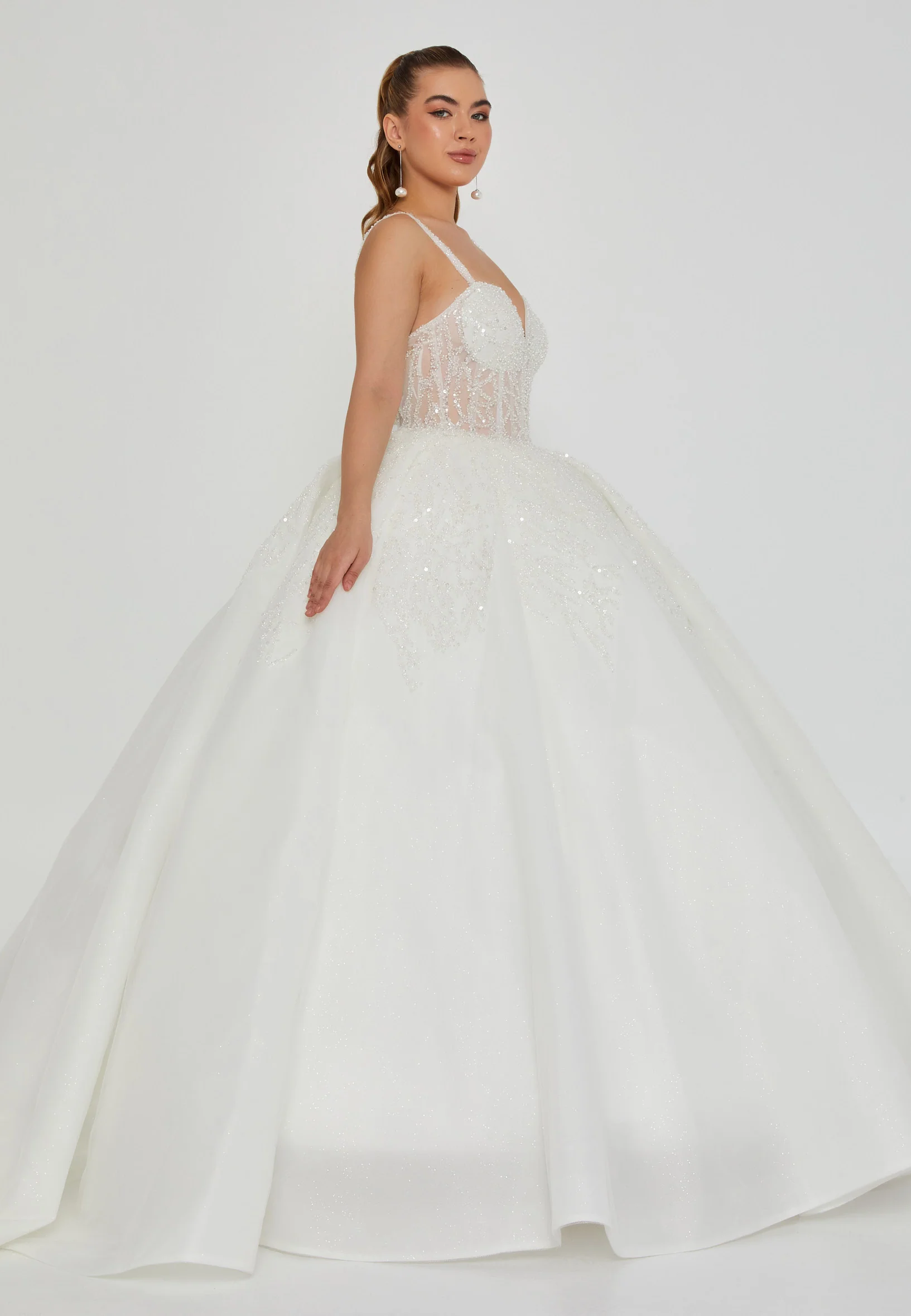 Sleeveless Maxi Tulle Regular Wedding Dress blv360034 - Image 5