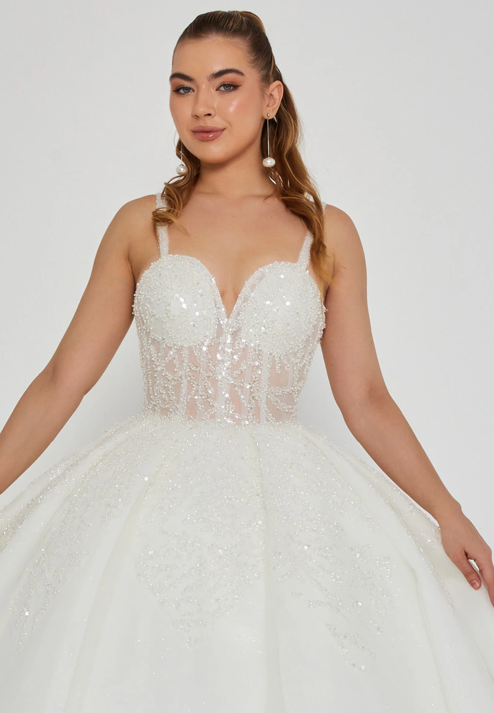 Sleeveless Maxi Tulle Regular Wedding Dress blv360034 - Image 6
