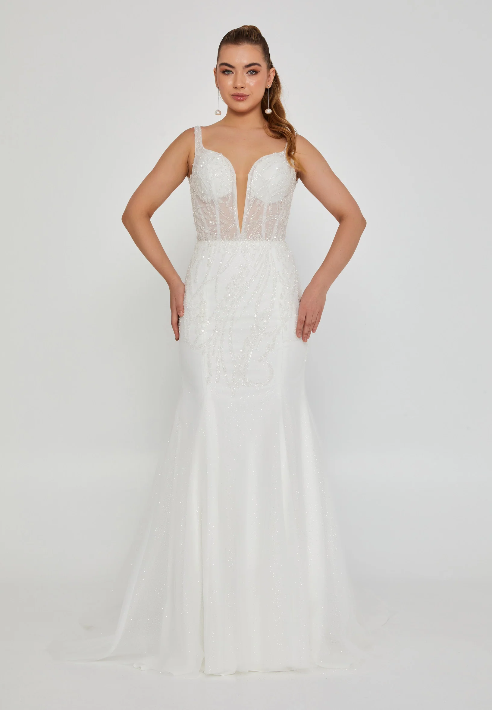 Sleeveless Maxi Tulle Regular Wedding Dress blv360035