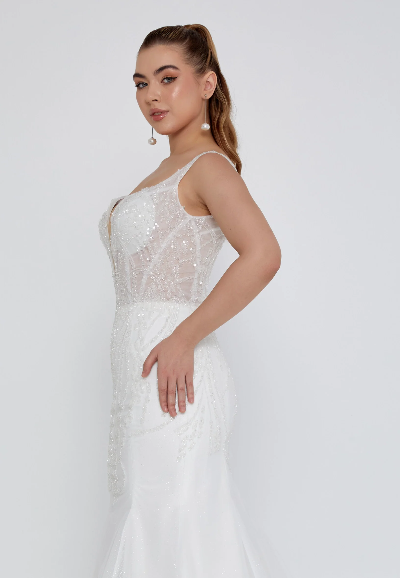 Sleeveless Maxi Tulle Regular Wedding Dress blv360035 - Image 2