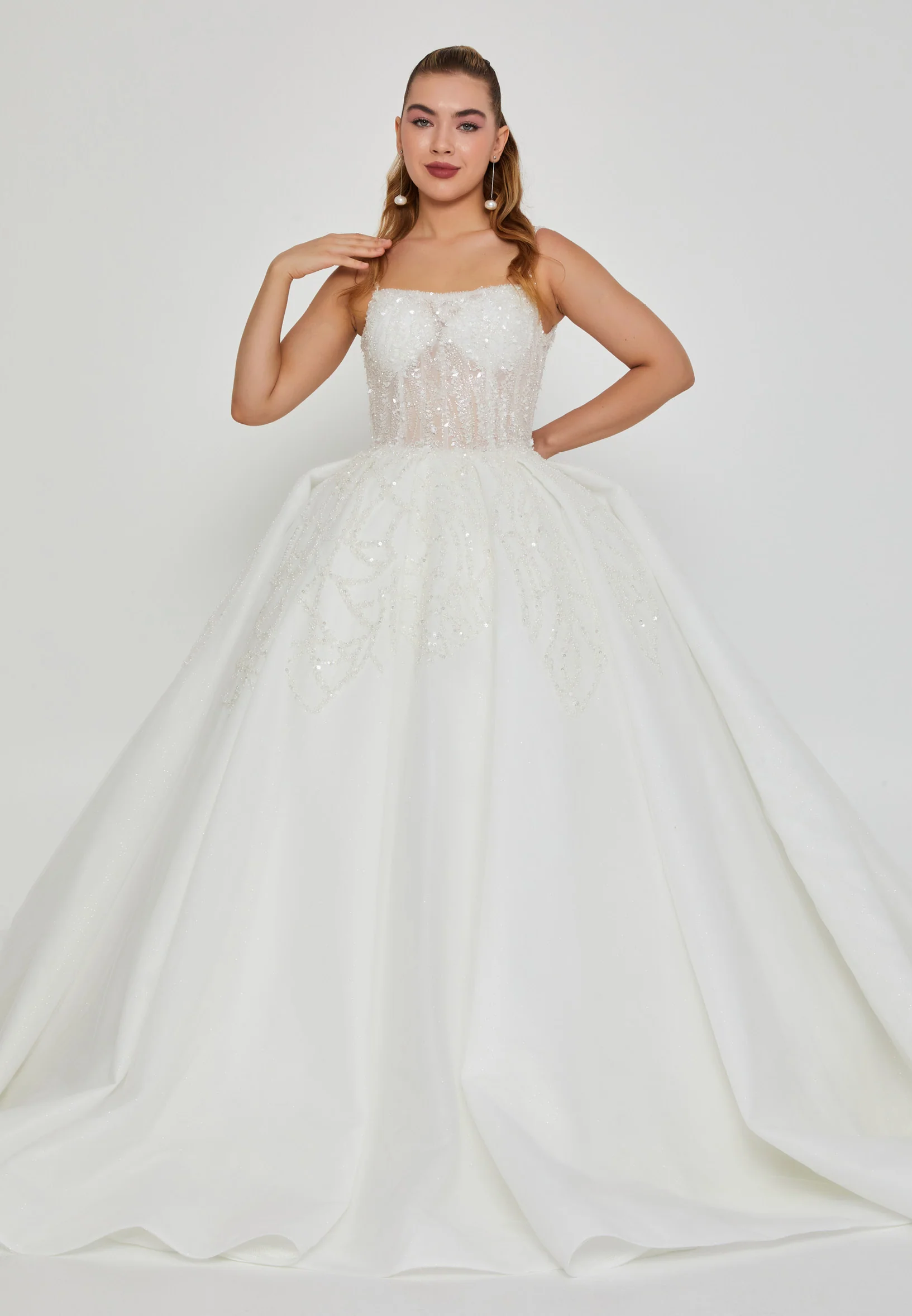 Sleeveless Maxi Tulle Regular Wedding Dress blv360044