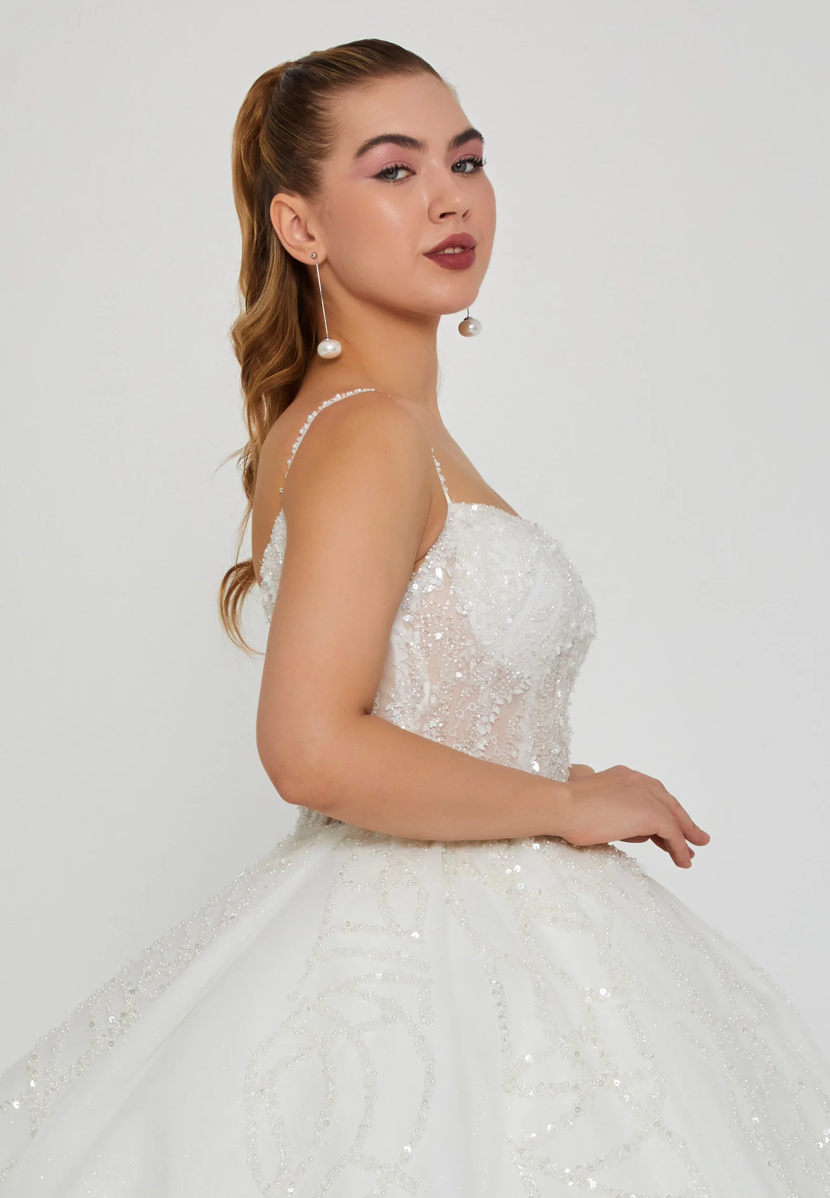 Sleeveless Maxi Tulle Regular Wedding Dress blv360044 - Image 2