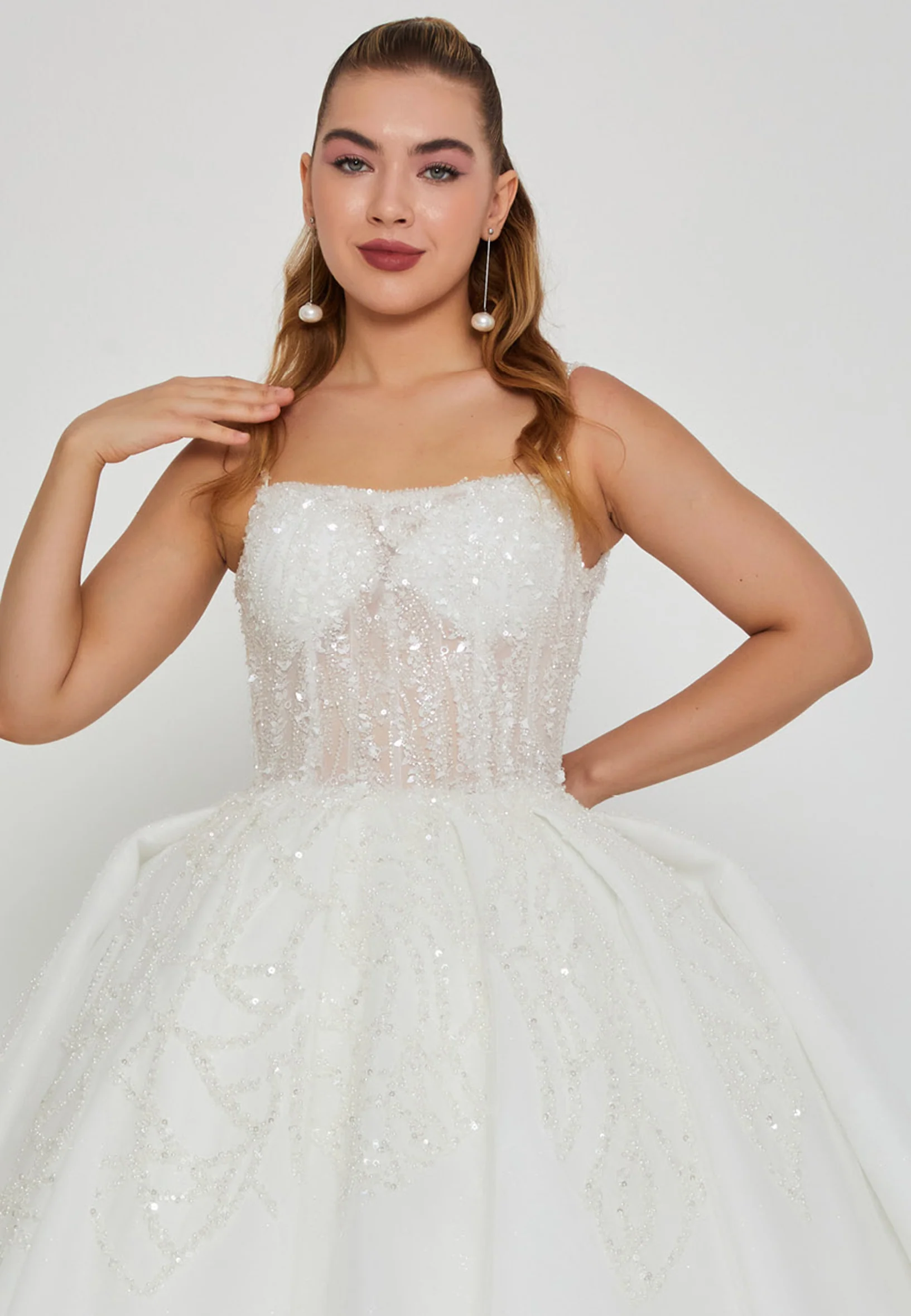 Sleeveless Maxi Tulle Regular Wedding Dress blv360044 - Image 6