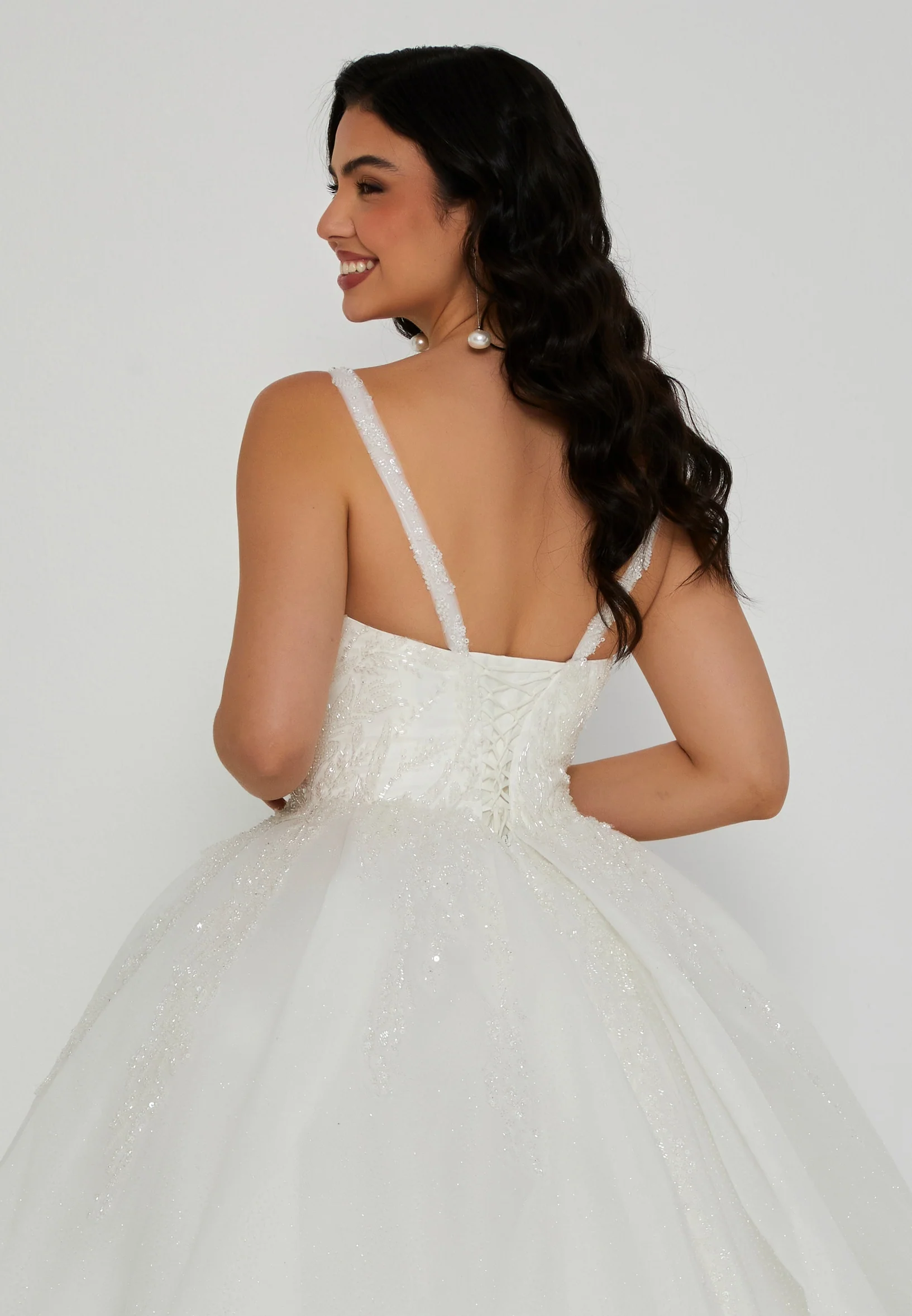 Sleeveless Maxi Tulle Regular Wedding Dress blv360045 - Image 3