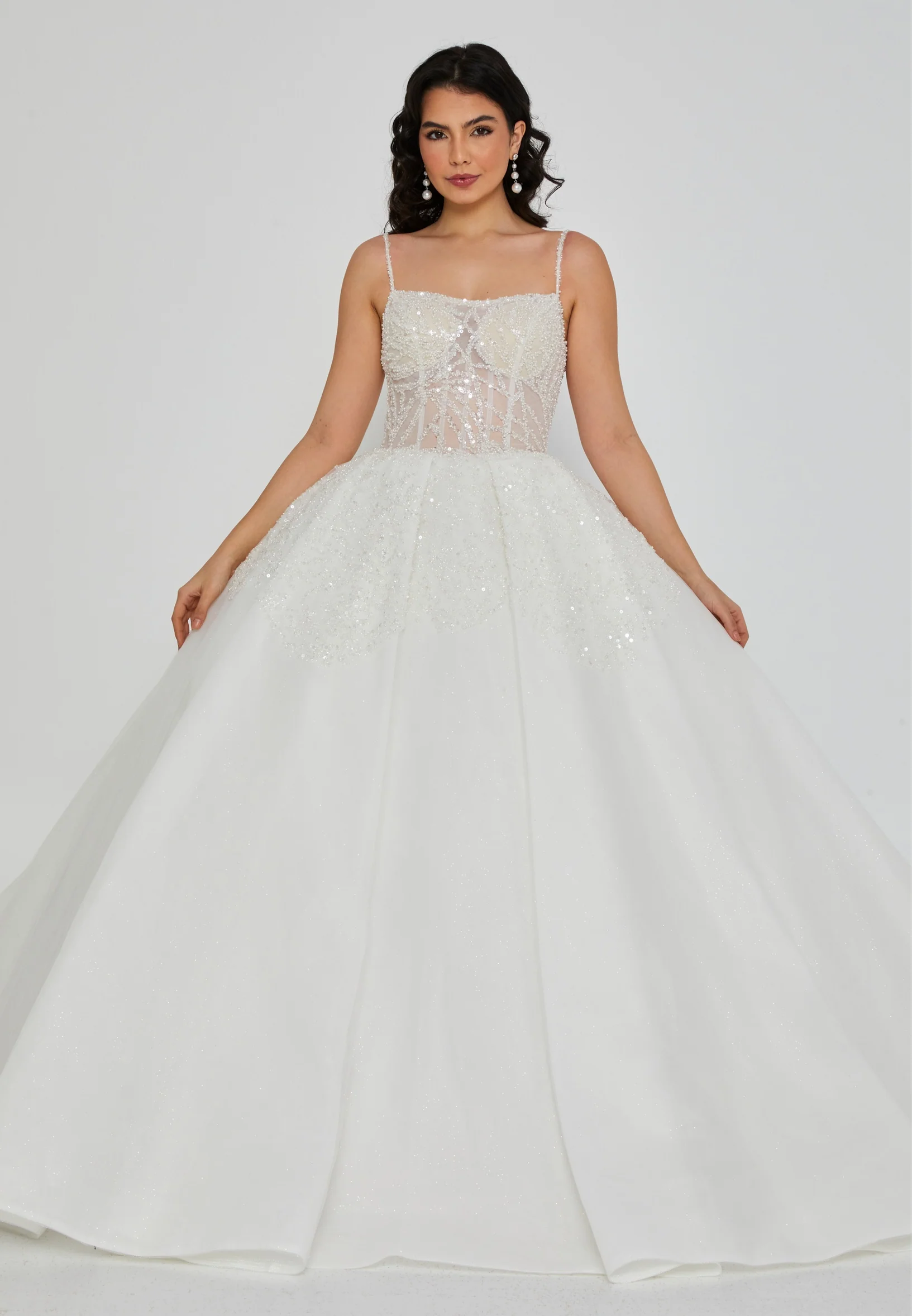 Sleeveless Maxi Tulle Regular Wedding Dress blv360049