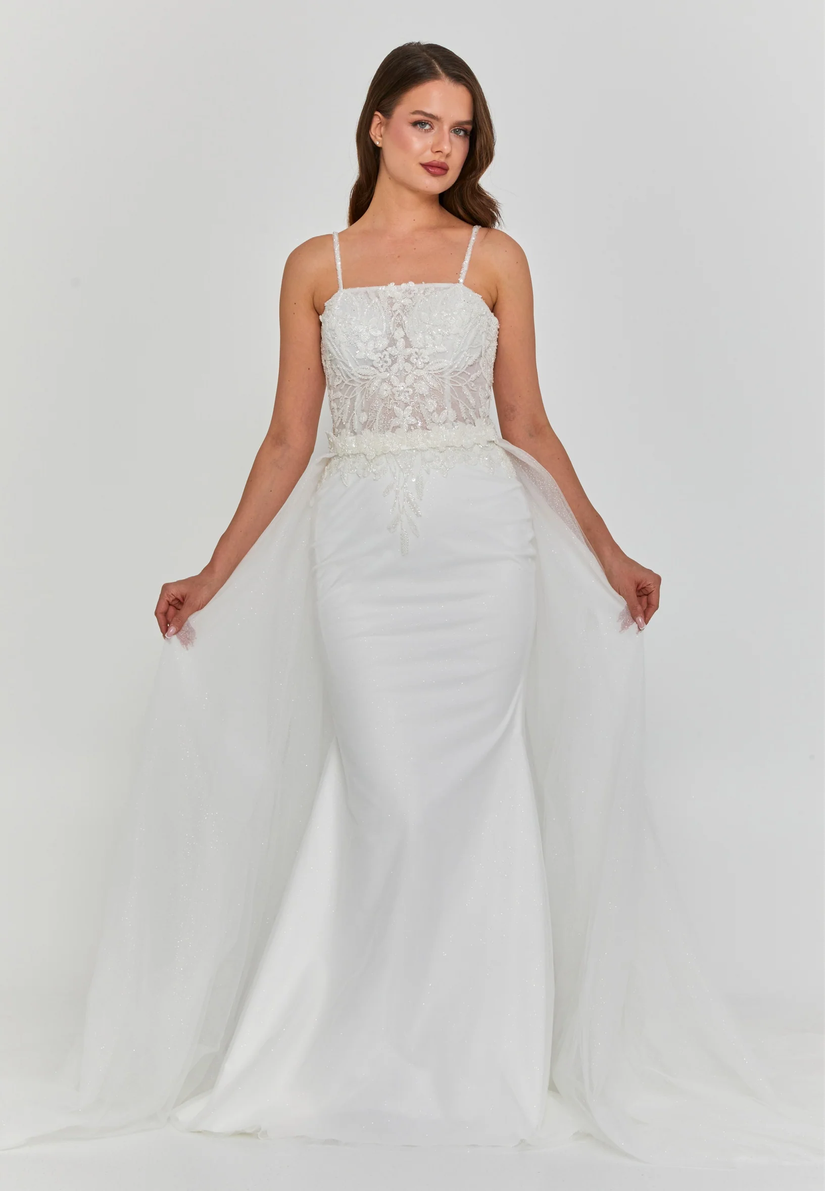 Sleeveless Maxi Tulle Regular Wedding Dress blv360111