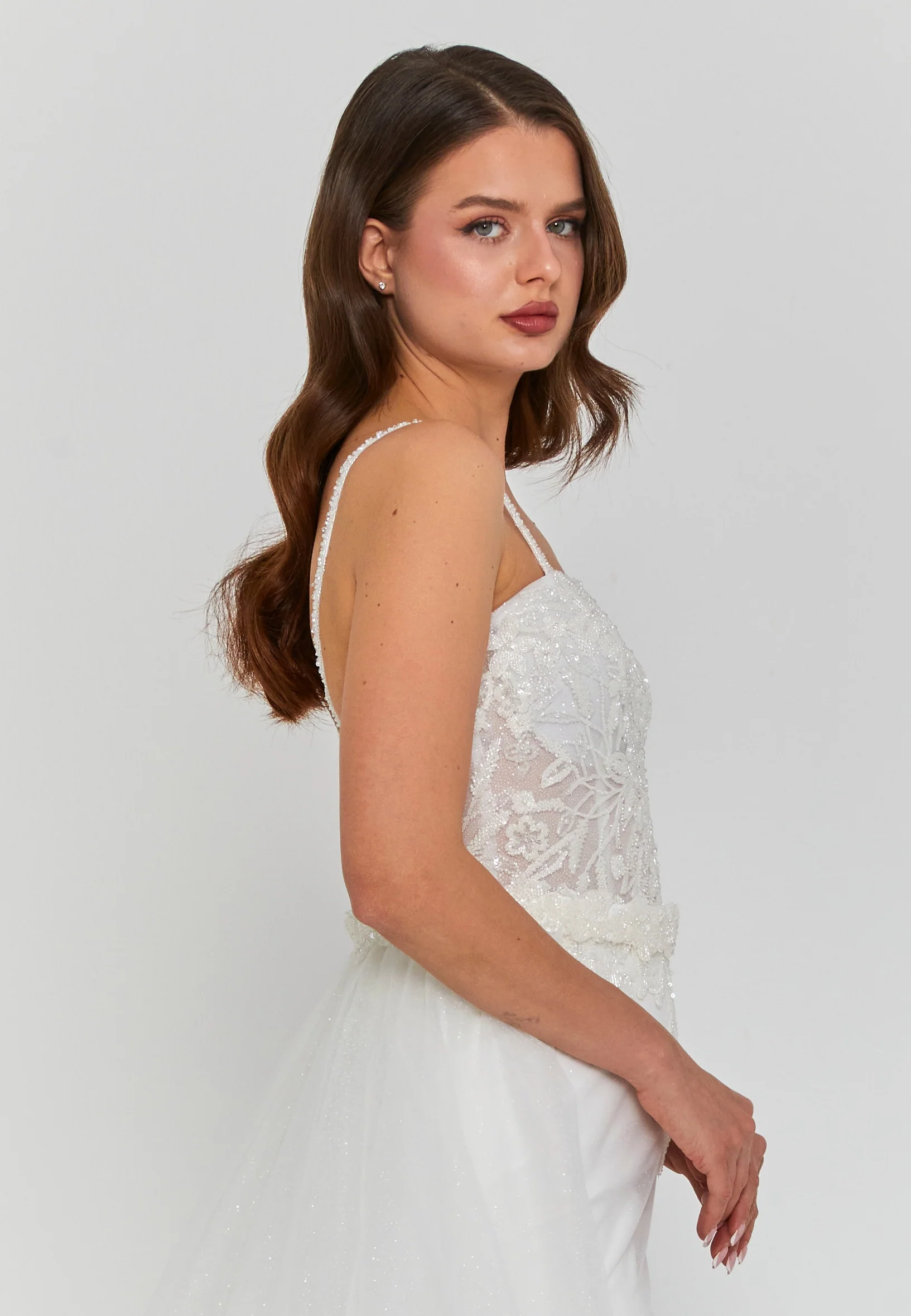 Sleeveless Maxi Tulle Regular Wedding Dress blv360111 - Image 2