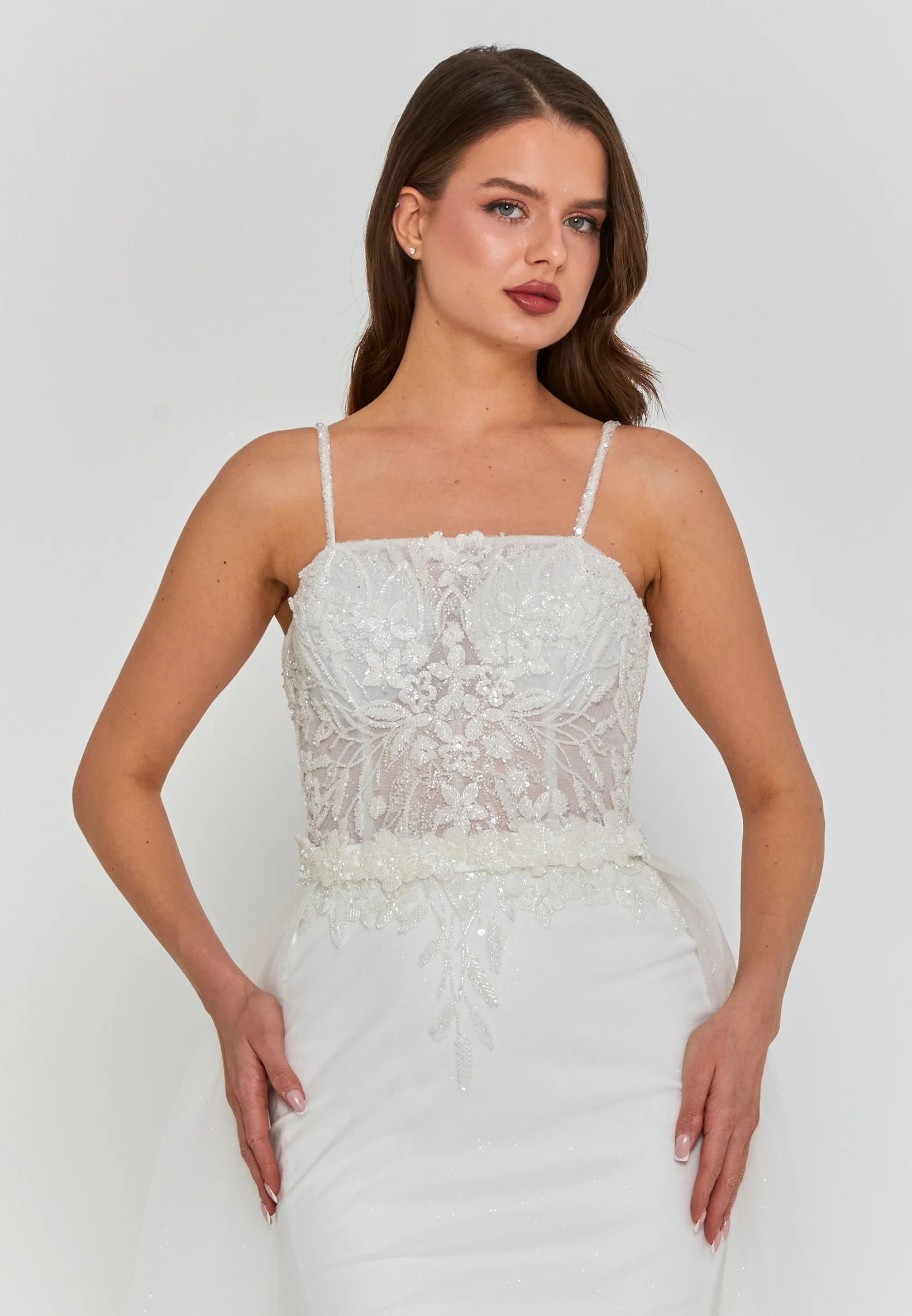 Sleeveless Maxi Tulle Regular Wedding Dress blv360111 - Image 7