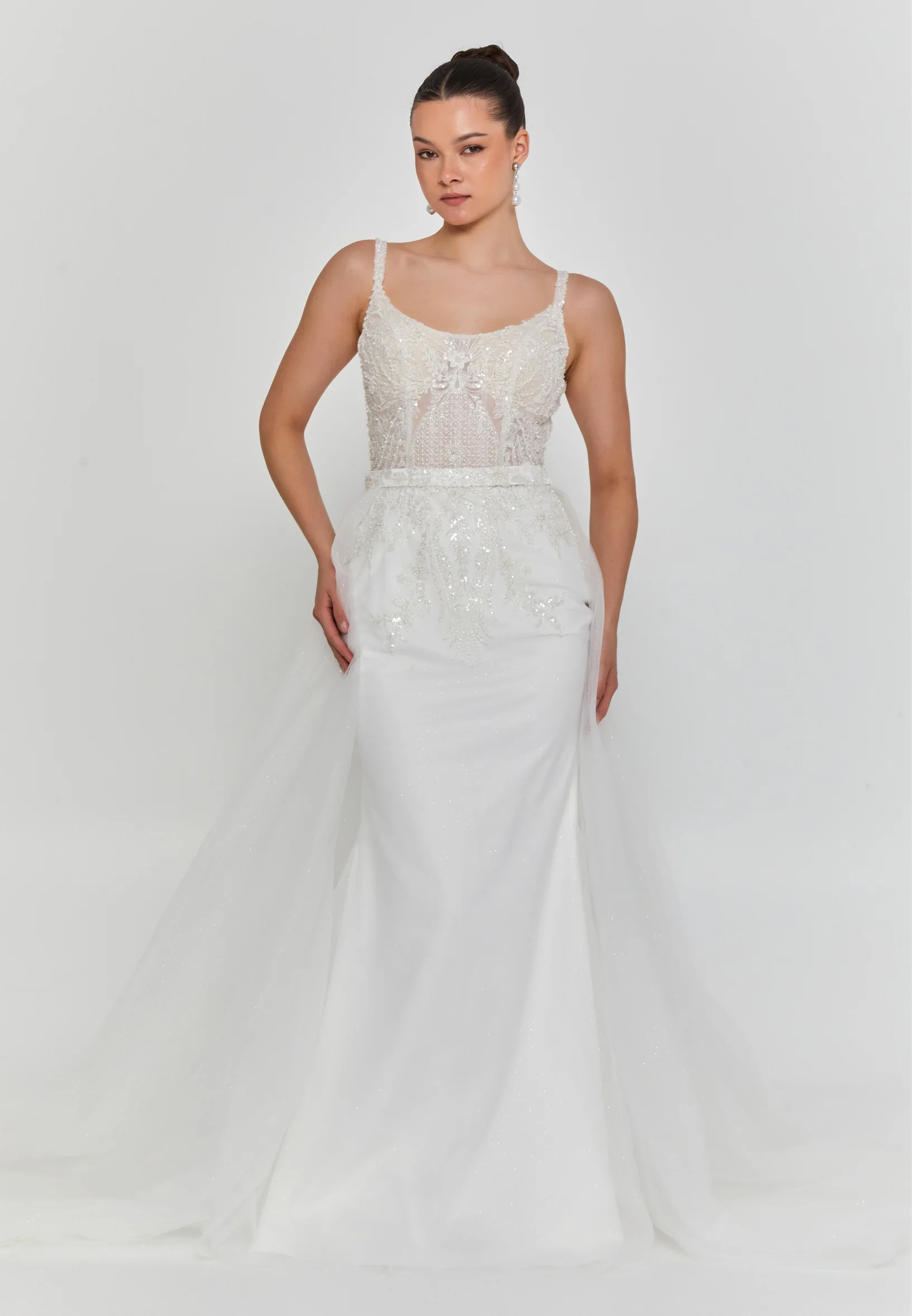 Sleeveless Maxi Tulle Regular Wedding Dress blv360118