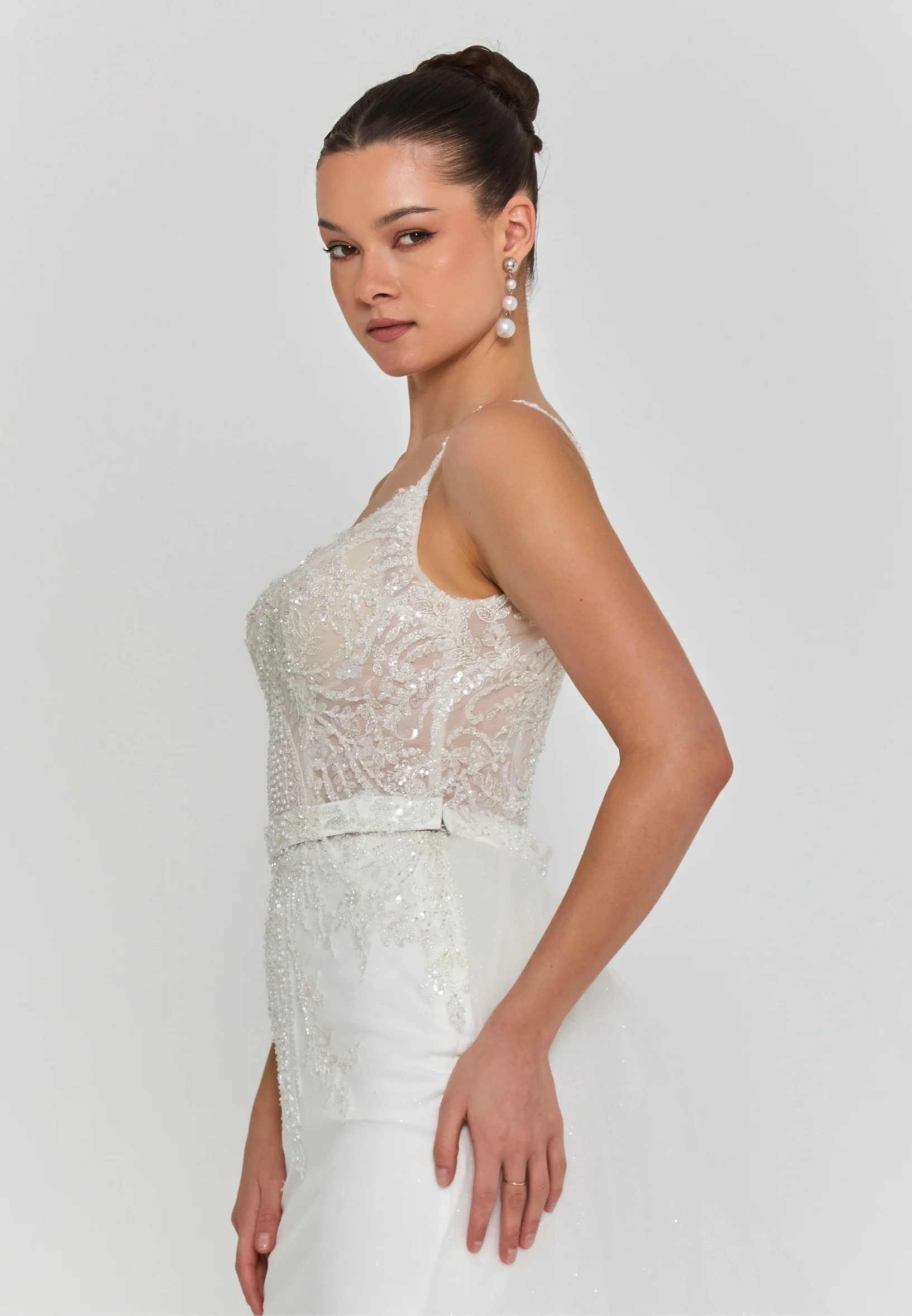 Sleeveless Maxi Tulle Regular Wedding Dress blv360118 - Image 2
