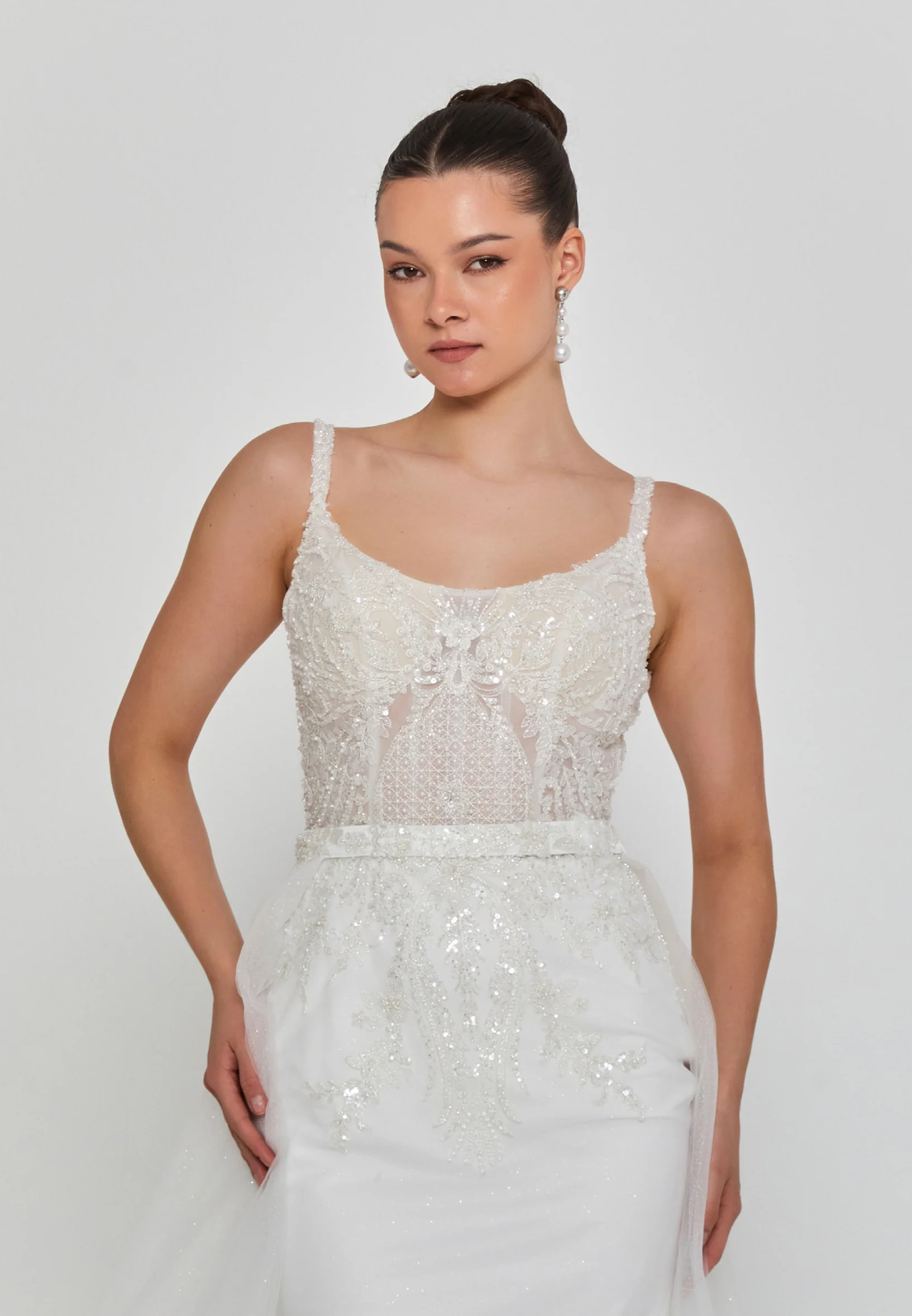 Sleeveless Maxi Tulle Regular Wedding Dress blv360118 - Image 6