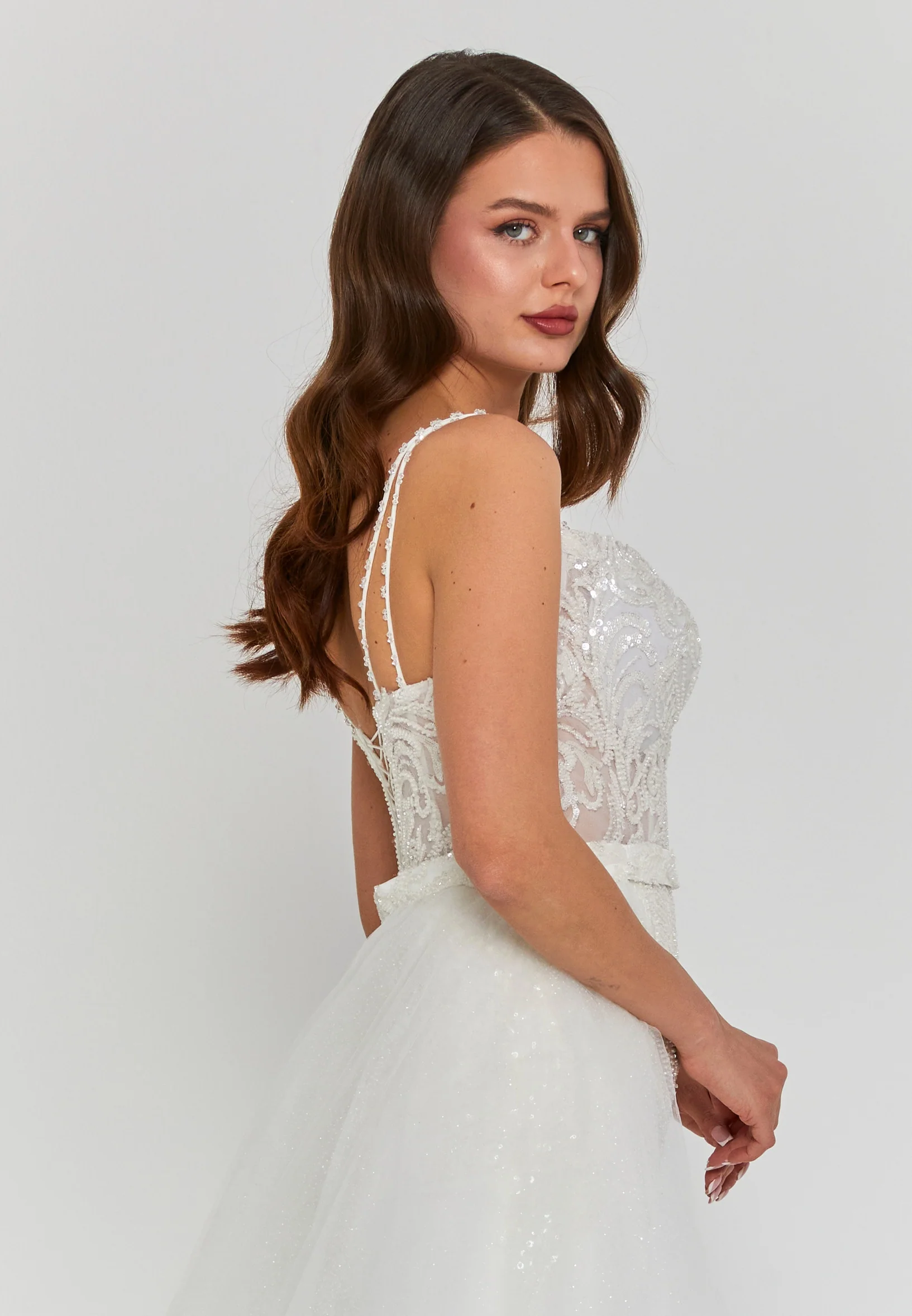Sleeveless Maxi Tulle Regular Wedding Dress blv360123 - Image 2