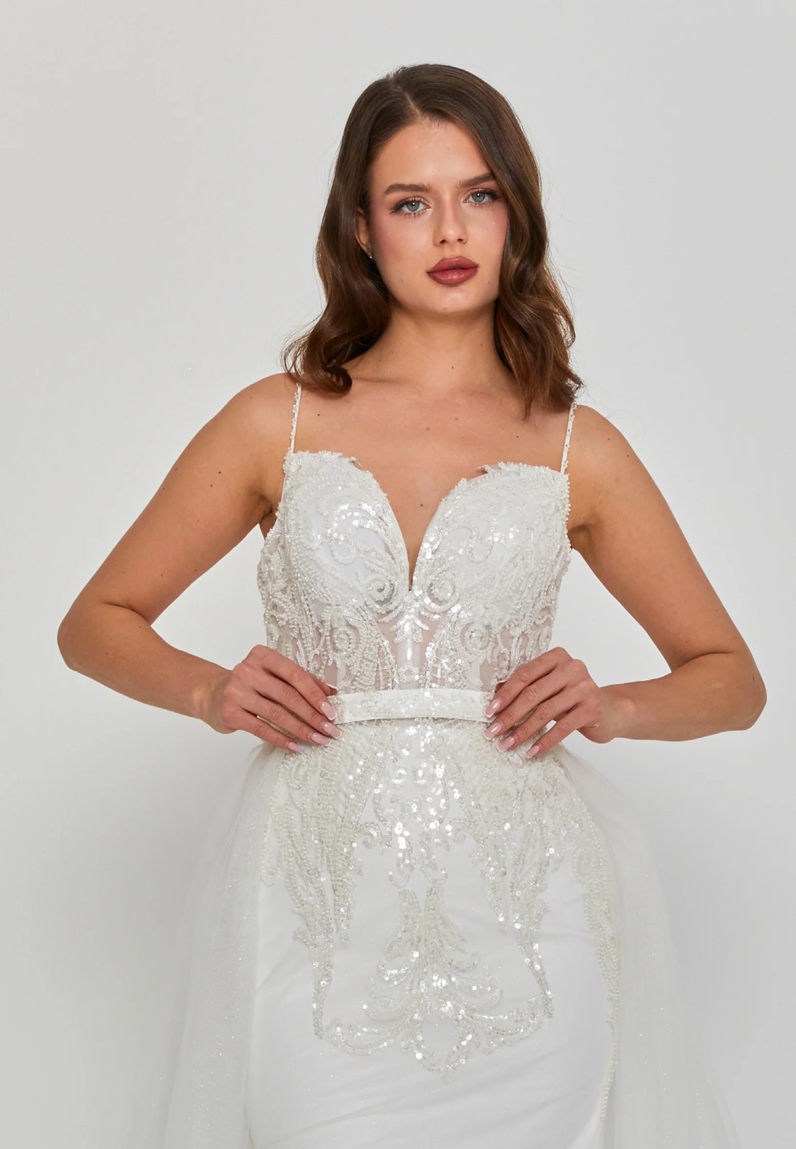 Sleeveless Maxi Tulle Regular Wedding Dress blv360123 - Image 6