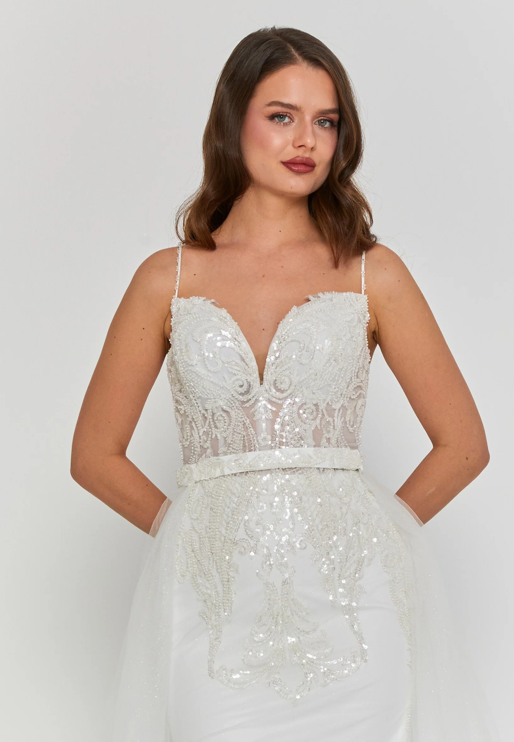 Sleeveless Maxi Tulle Regular Wedding Dress blv360123 - Image 7