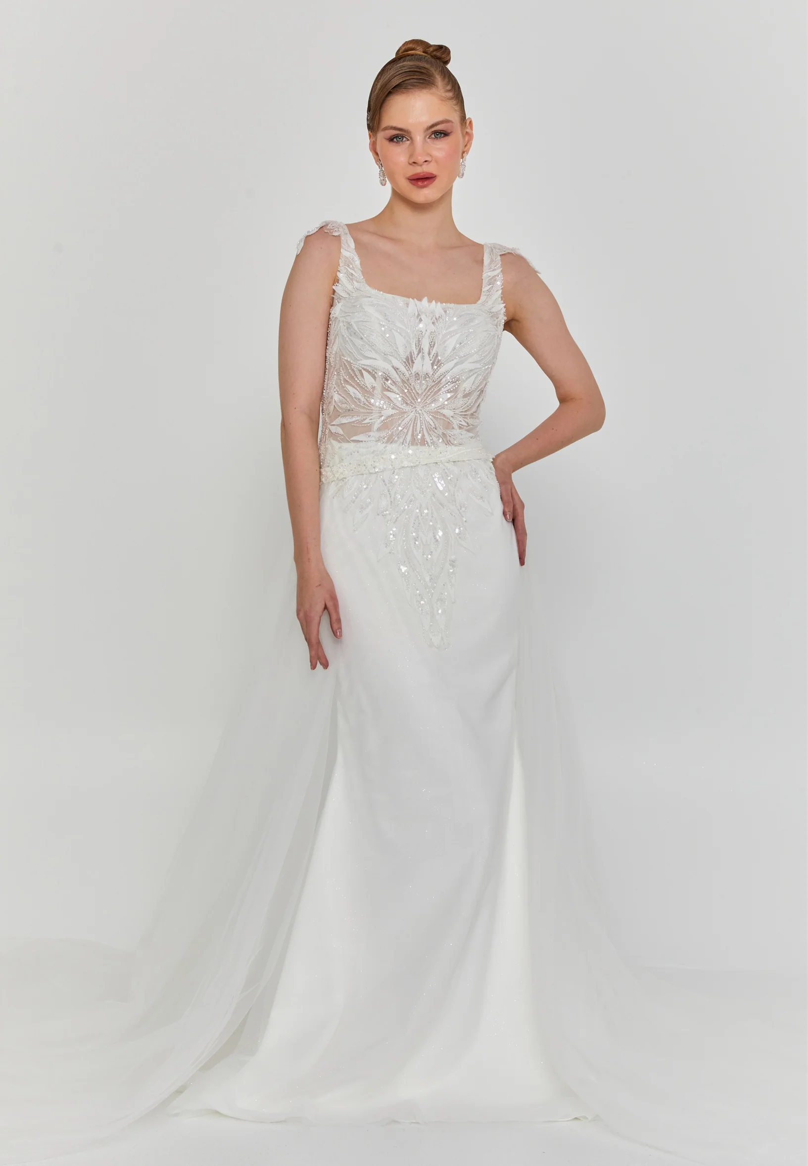 Sleeveless Maxi Tulle Regular Wedding Dress blv360126