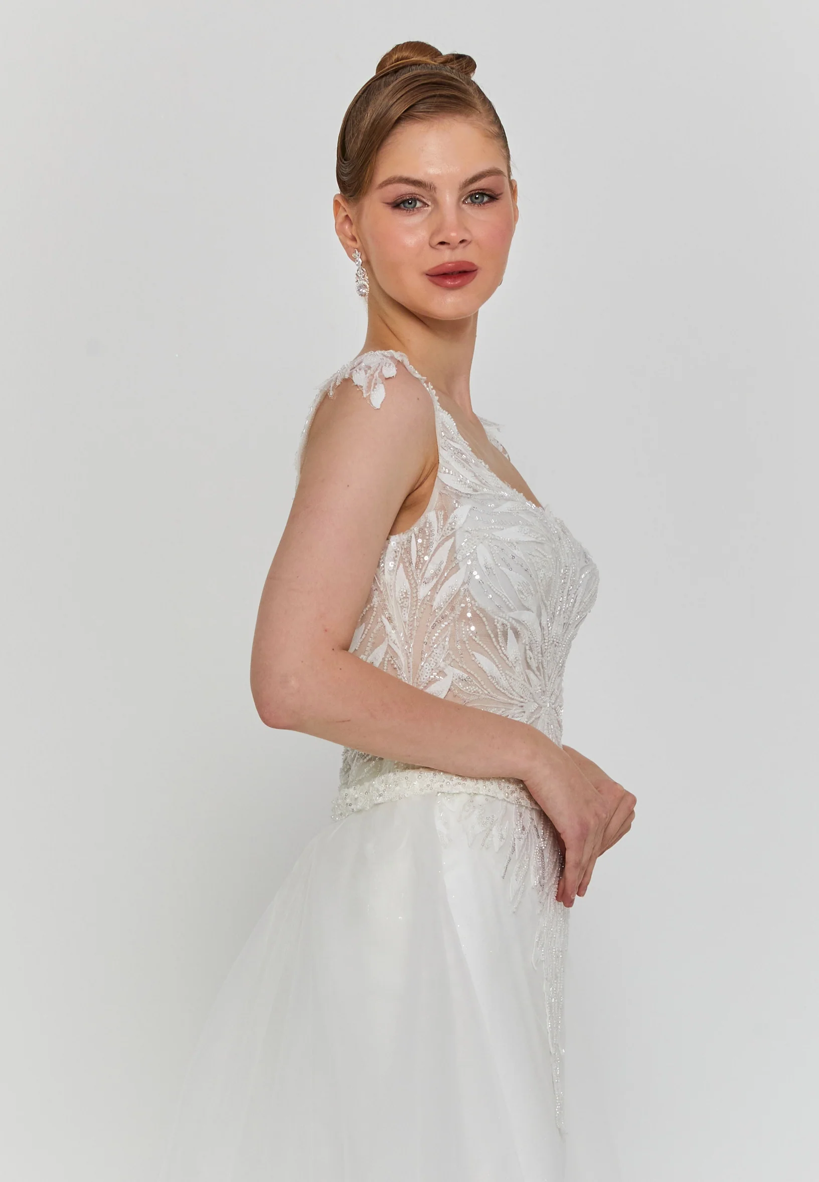Sleeveless Maxi Tulle Regular Wedding Dress blv360126 - Image 2