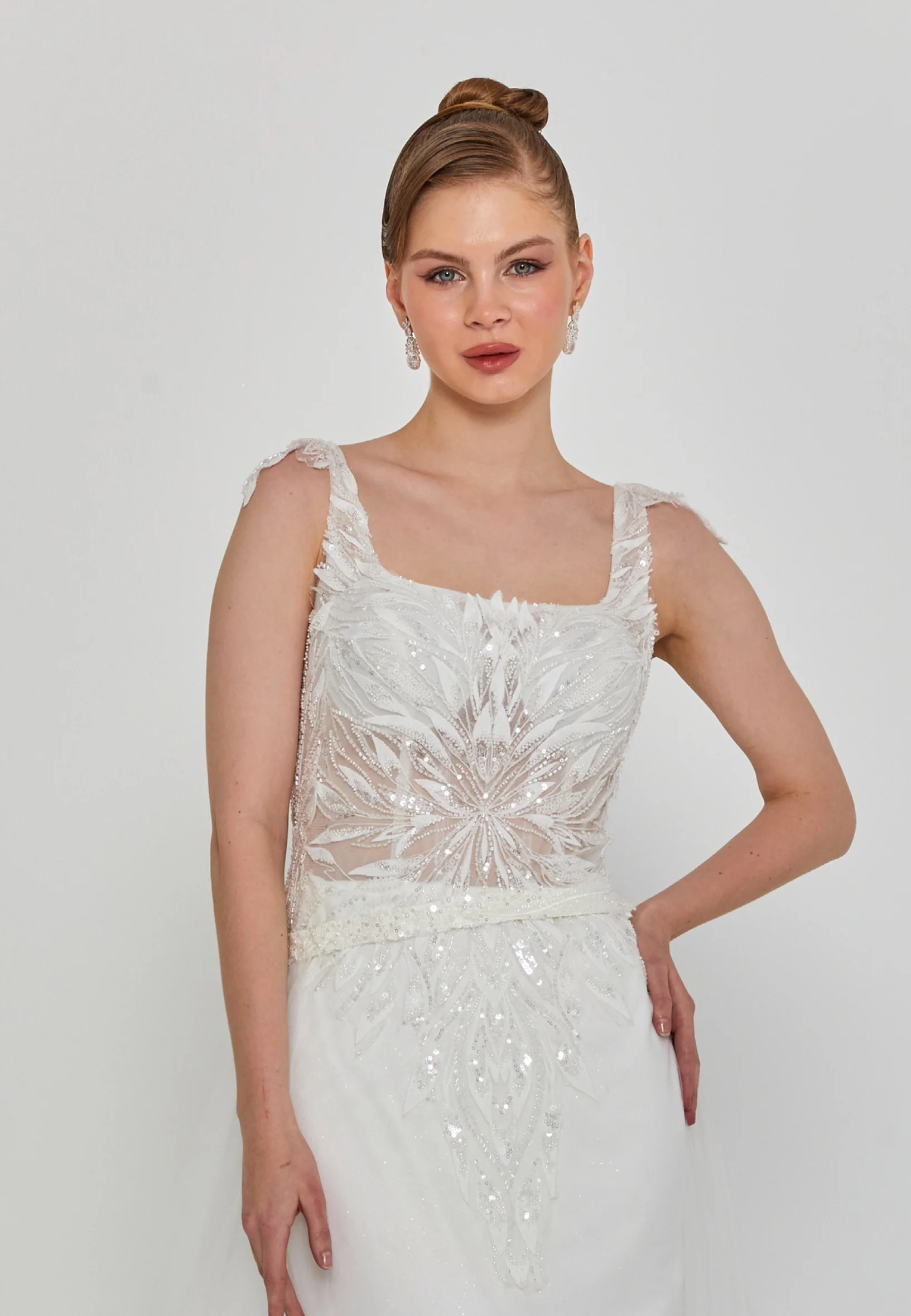 Sleeveless Maxi Tulle Regular Wedding Dress blv360126 - Image 6