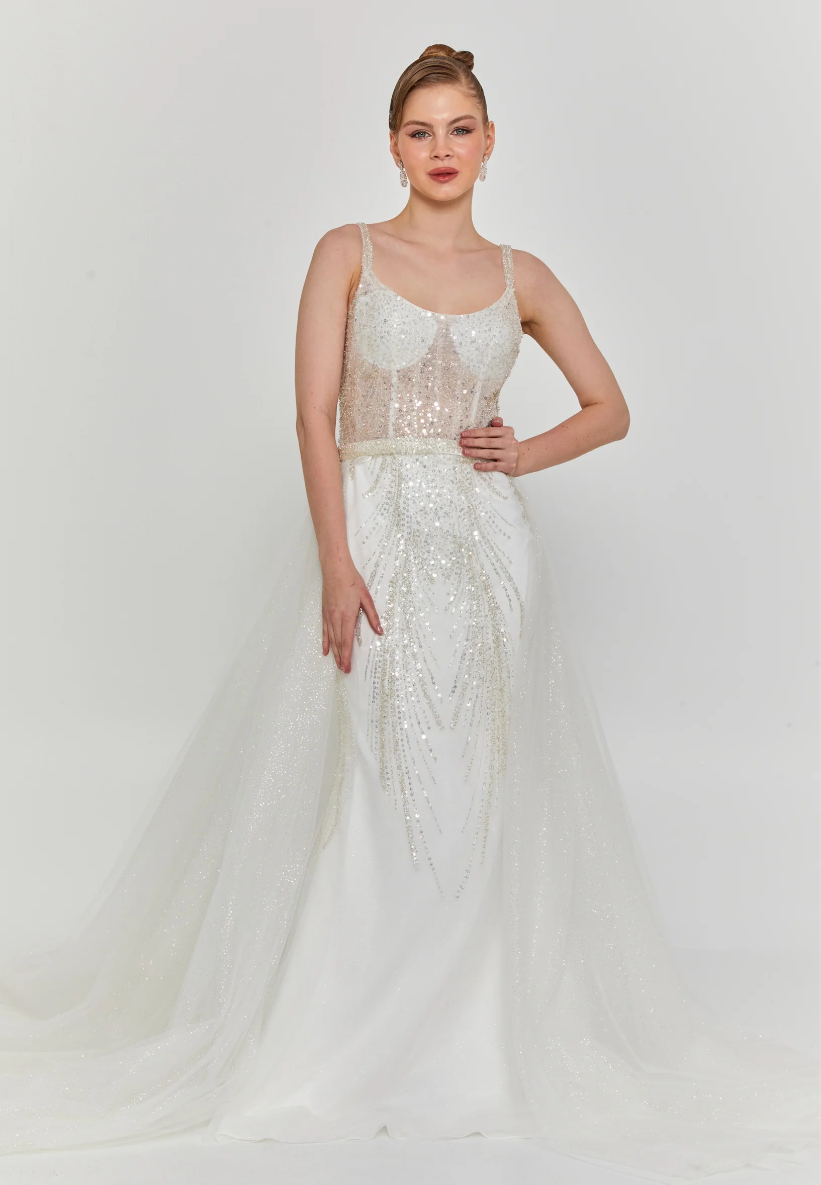 Sleeveless Maxi Tulle Regular Wedding Dress blv360128