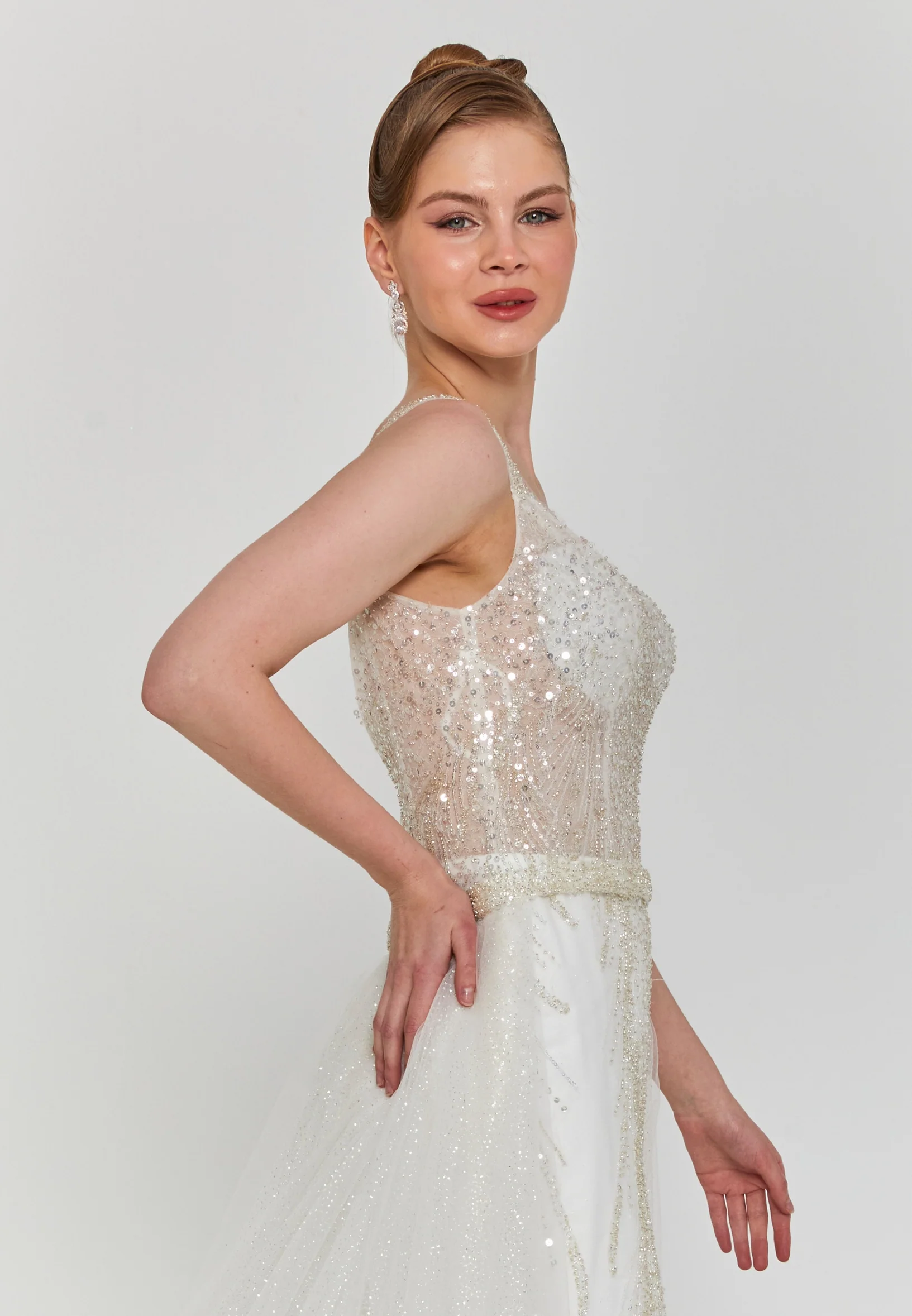 Sleeveless Maxi Tulle Regular Wedding Dress blv360128 - Image 2