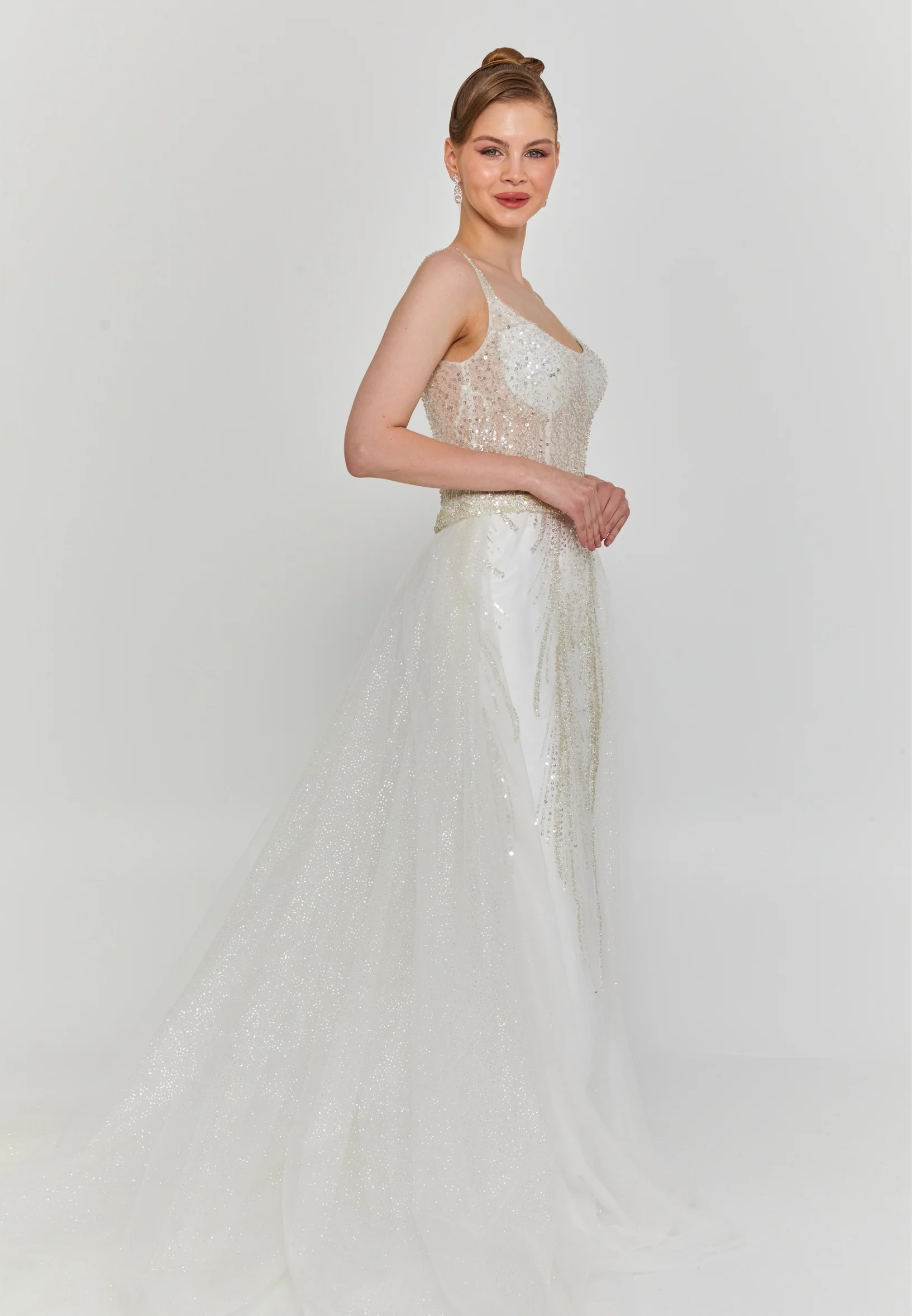 Sleeveless Maxi Tulle Regular Wedding Dress blv360128 - Image 5