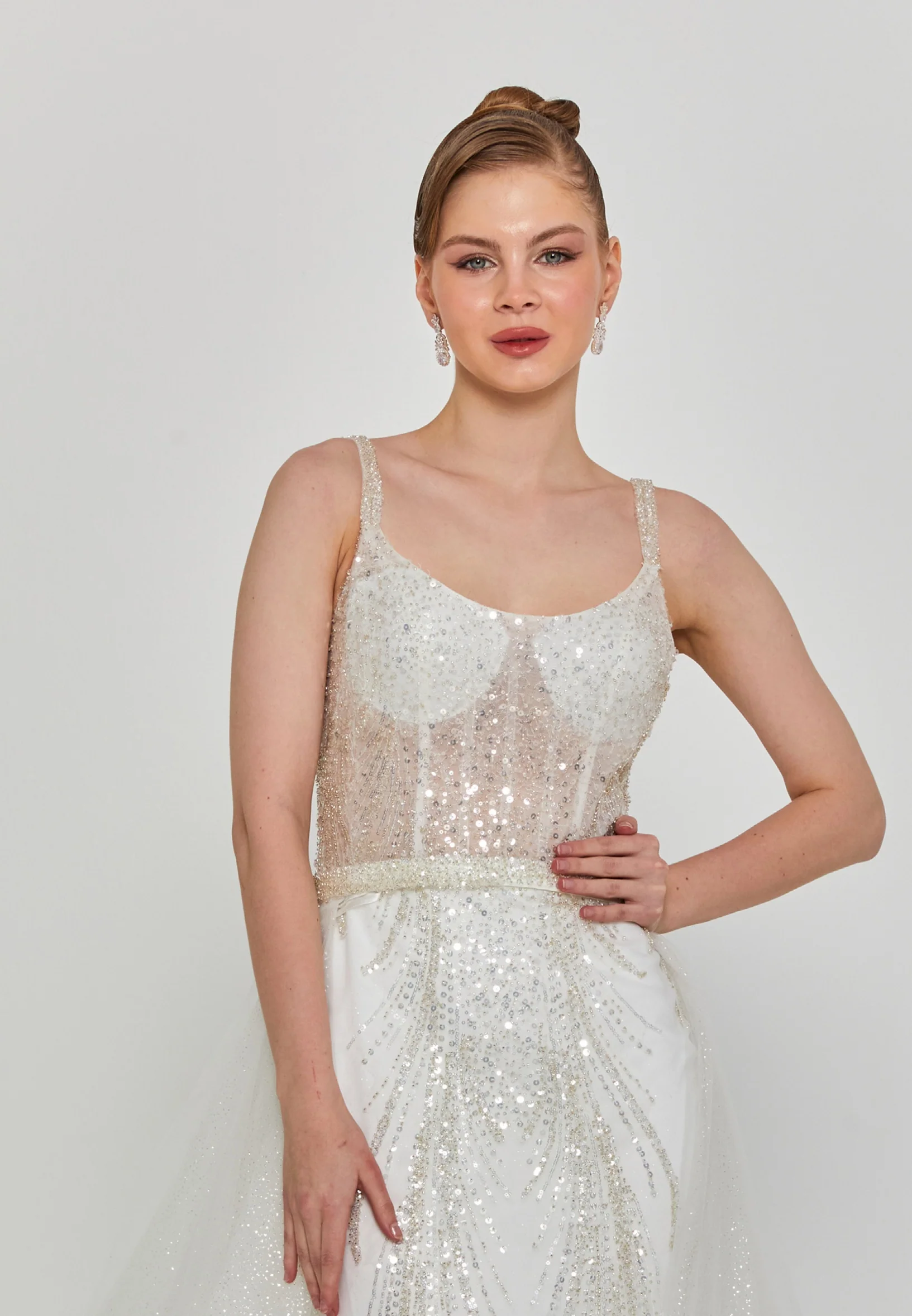 Sleeveless Maxi Tulle Regular Wedding Dress blv360128 - Image 6