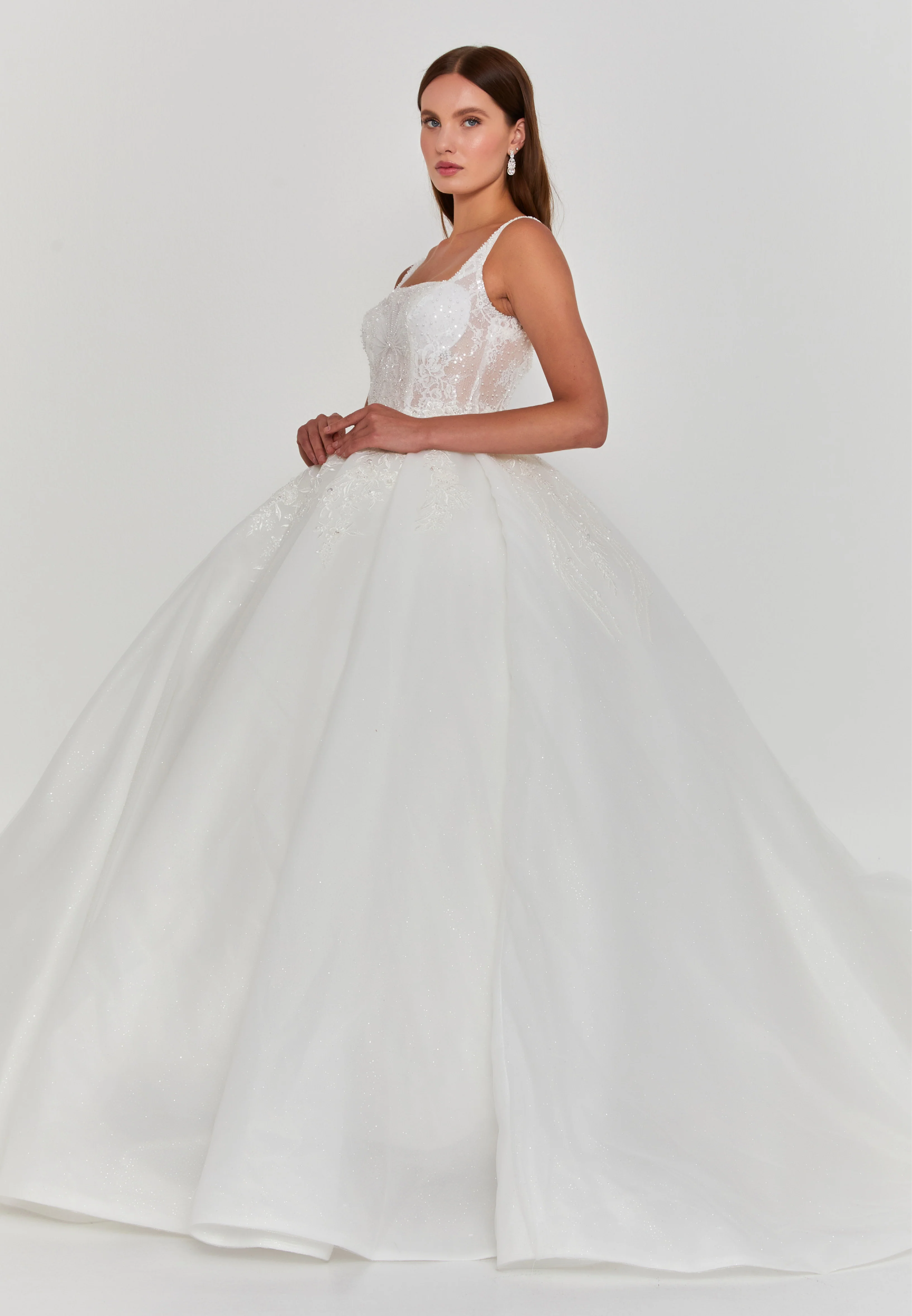 Sleeveless Maxi Tulle Regular Wedding Dress blv360191 - Image 5