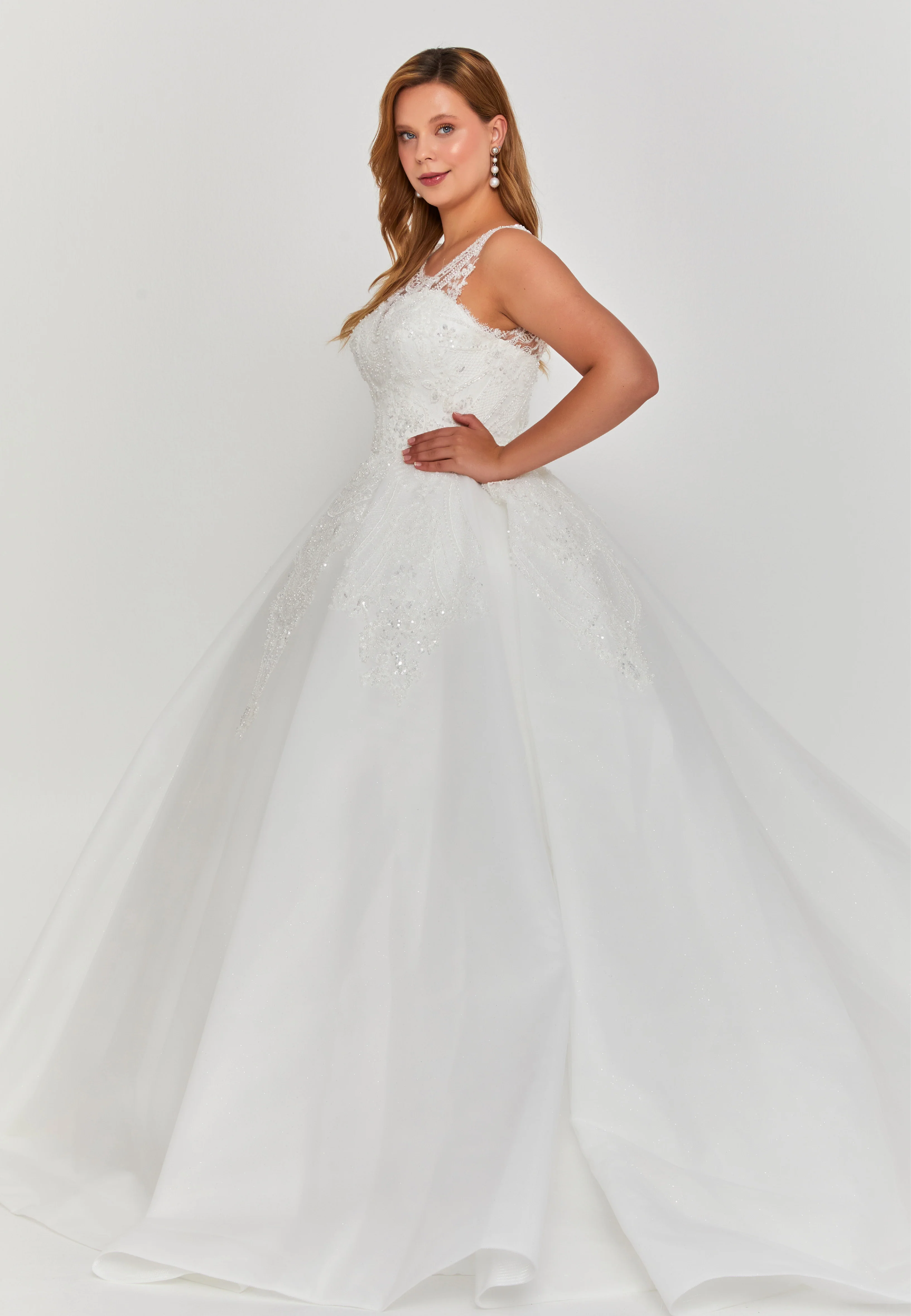 Sleeveless Maxi Tulle Regular Wedding Dress blv360210 - Image 5