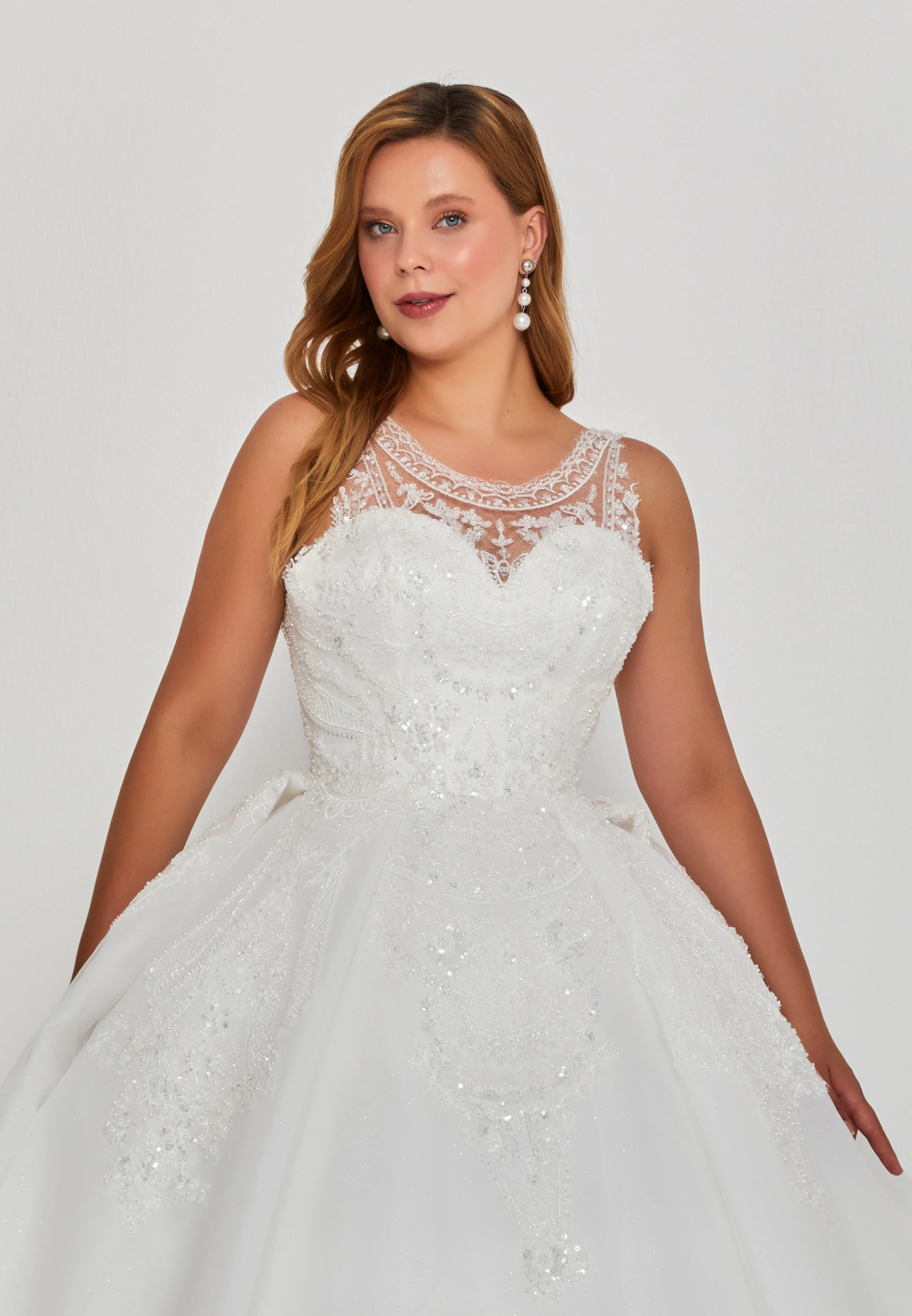 Sleeveless Maxi Tulle Regular Wedding Dress blv360210 - Image 6