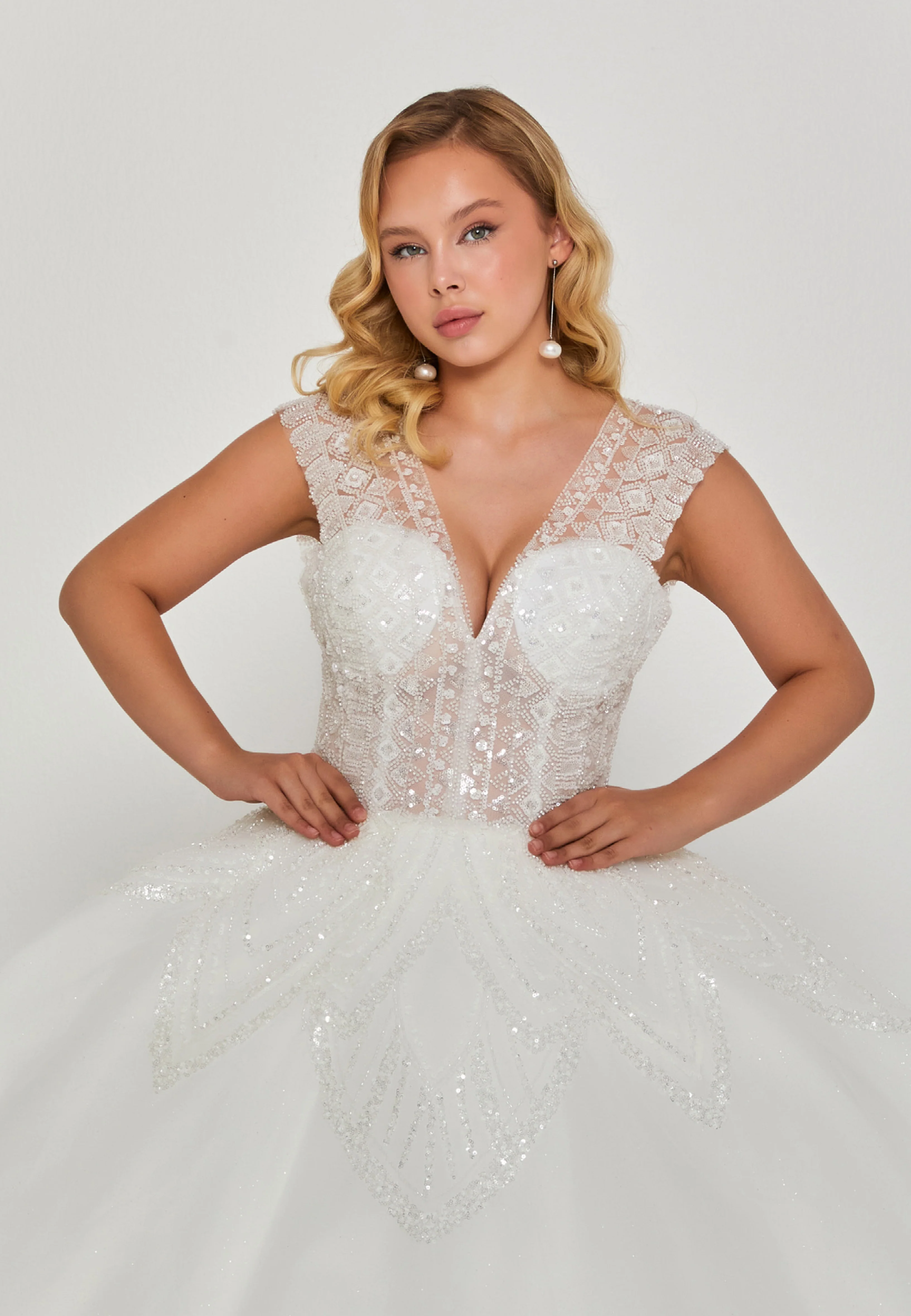 Sleeveless Maxi Tulle Regular Wedding Dress blv360222 - Image 4
